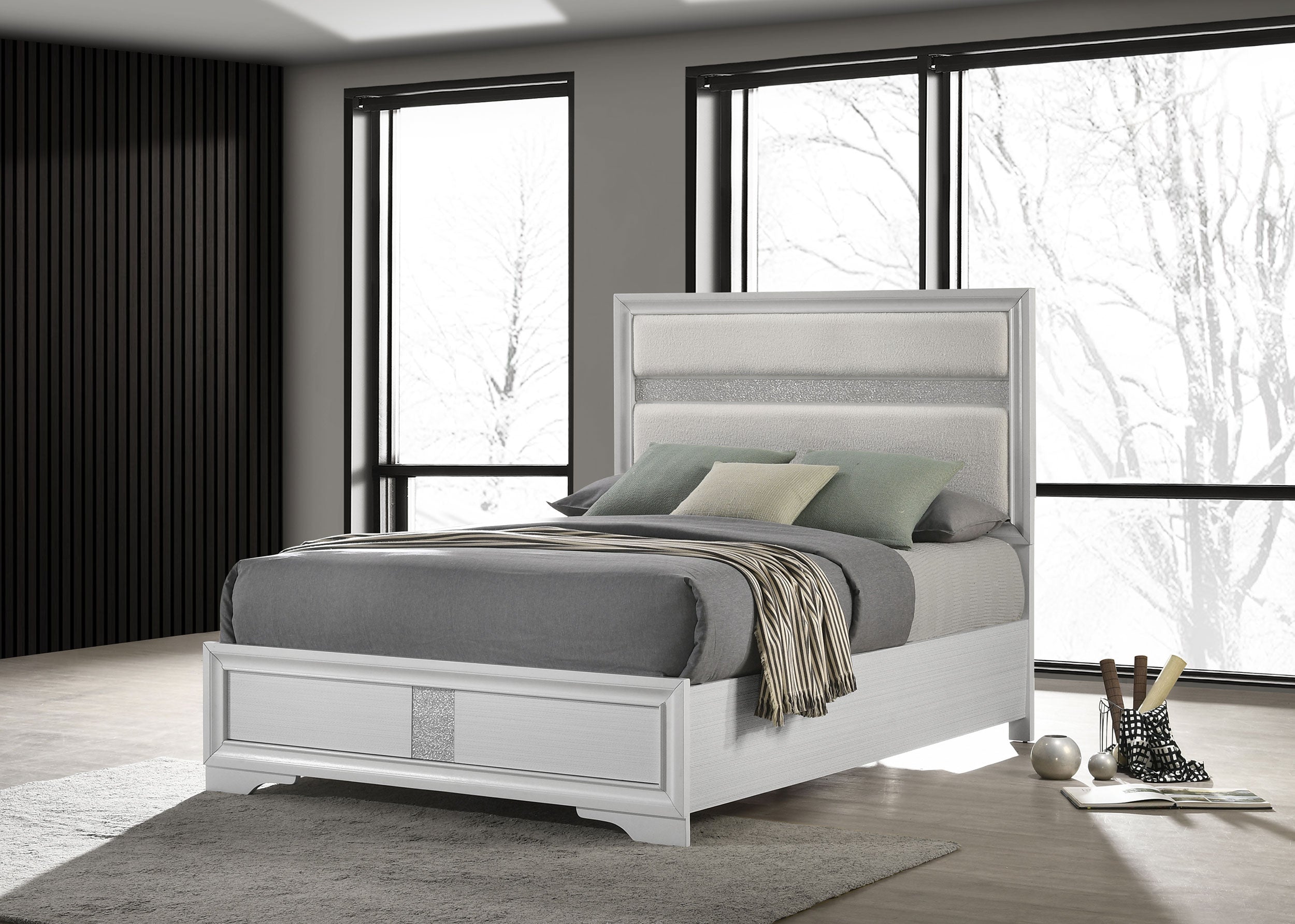 Miranda 54-inch Upholstered Full Panel Bed White — view 2