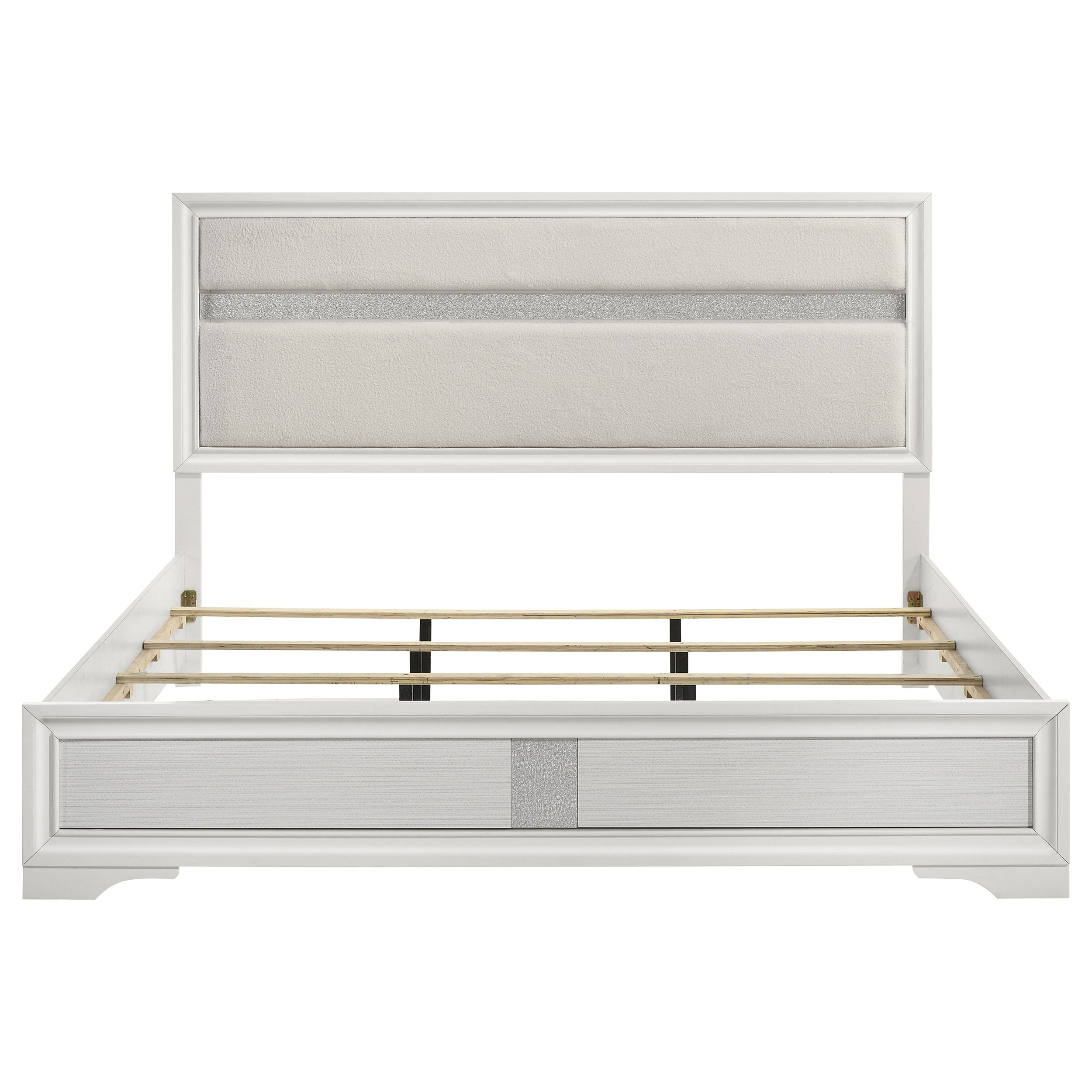Miranda 54-inch Upholstered Eastern King Panel Bed White — view 4