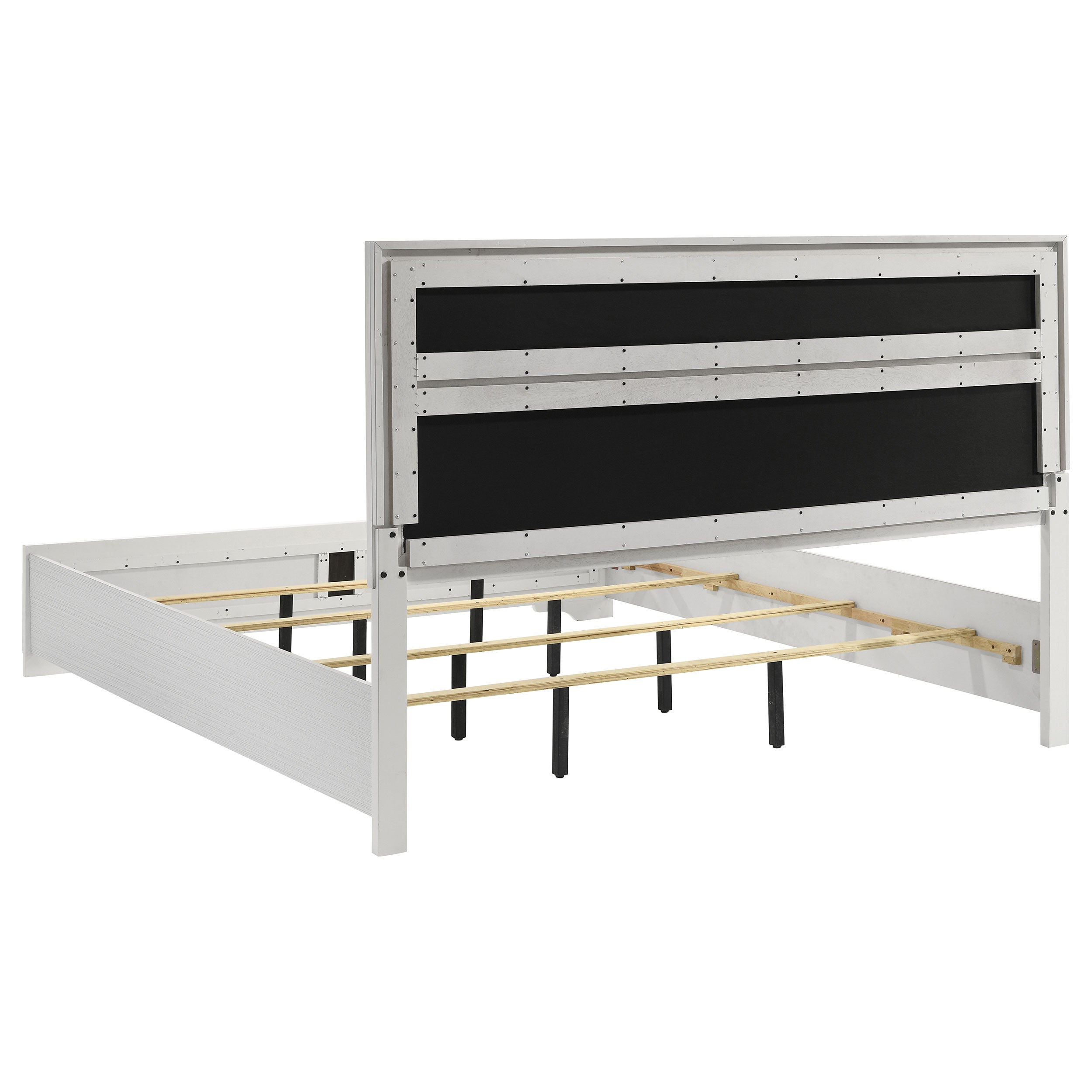 Miranda 54-inch Upholstered Eastern King Panel Bed White — view 5