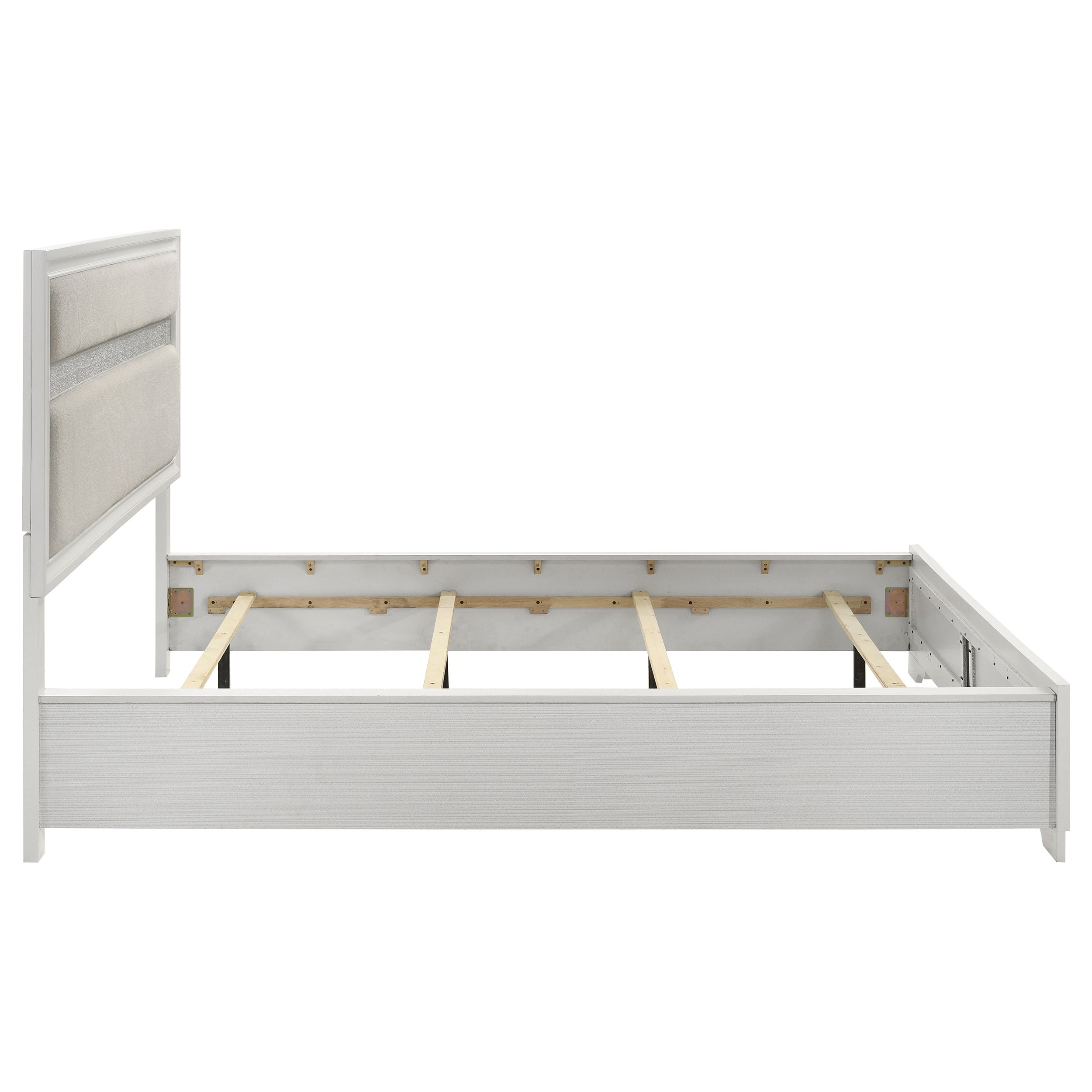 Miranda 54-inch Upholstered California King Panel Bed White — view 6