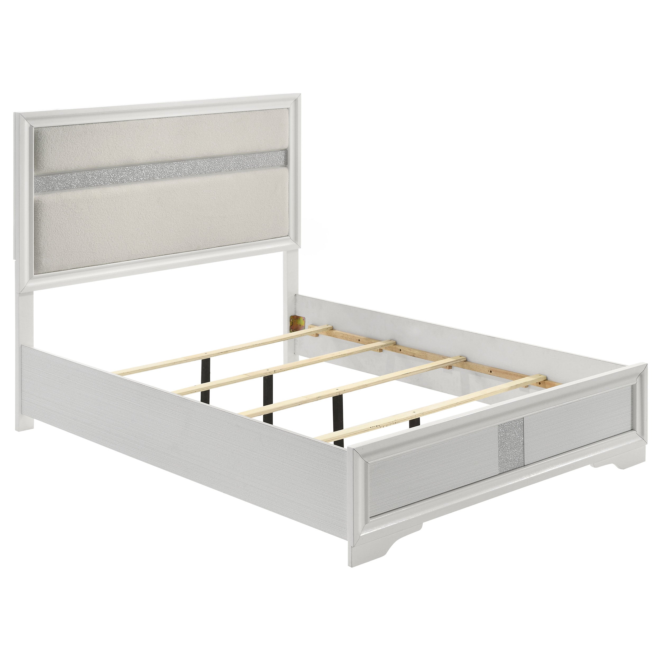 Miranda 54-inch Upholstered Queen Panel Bed White — view 1
