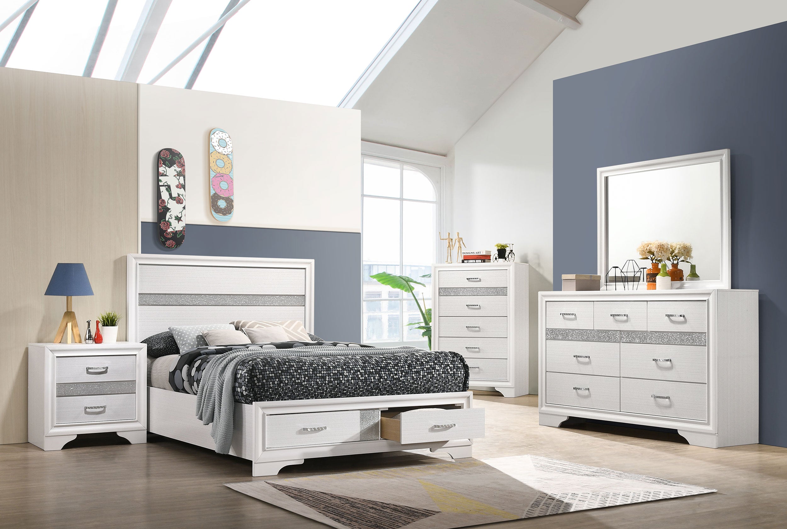 Miranda 51-inch Wood Full Storage Panel Bed White — view 12