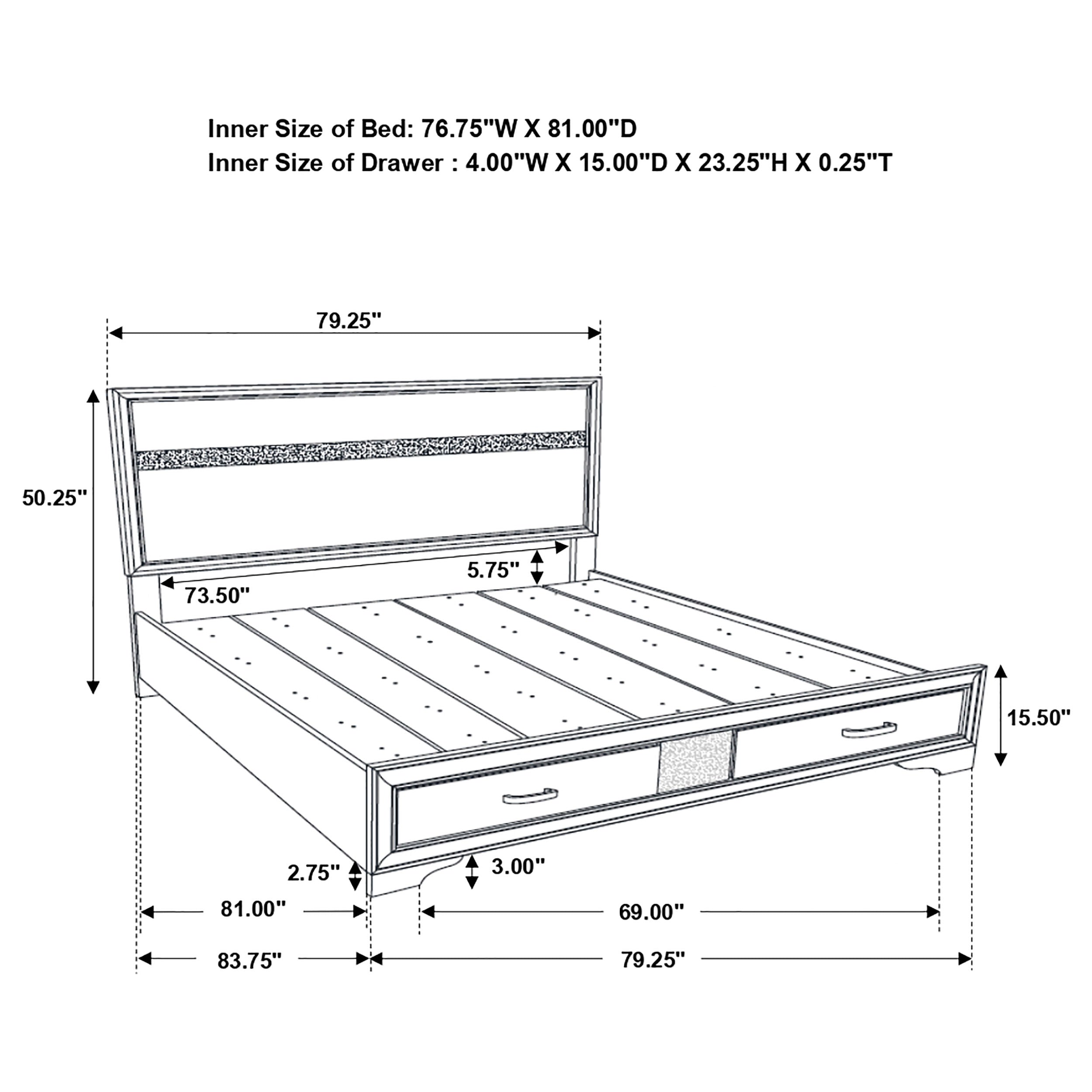 Miranda 51-inch Wood Eastern King Storage Panel Bed White — view 8