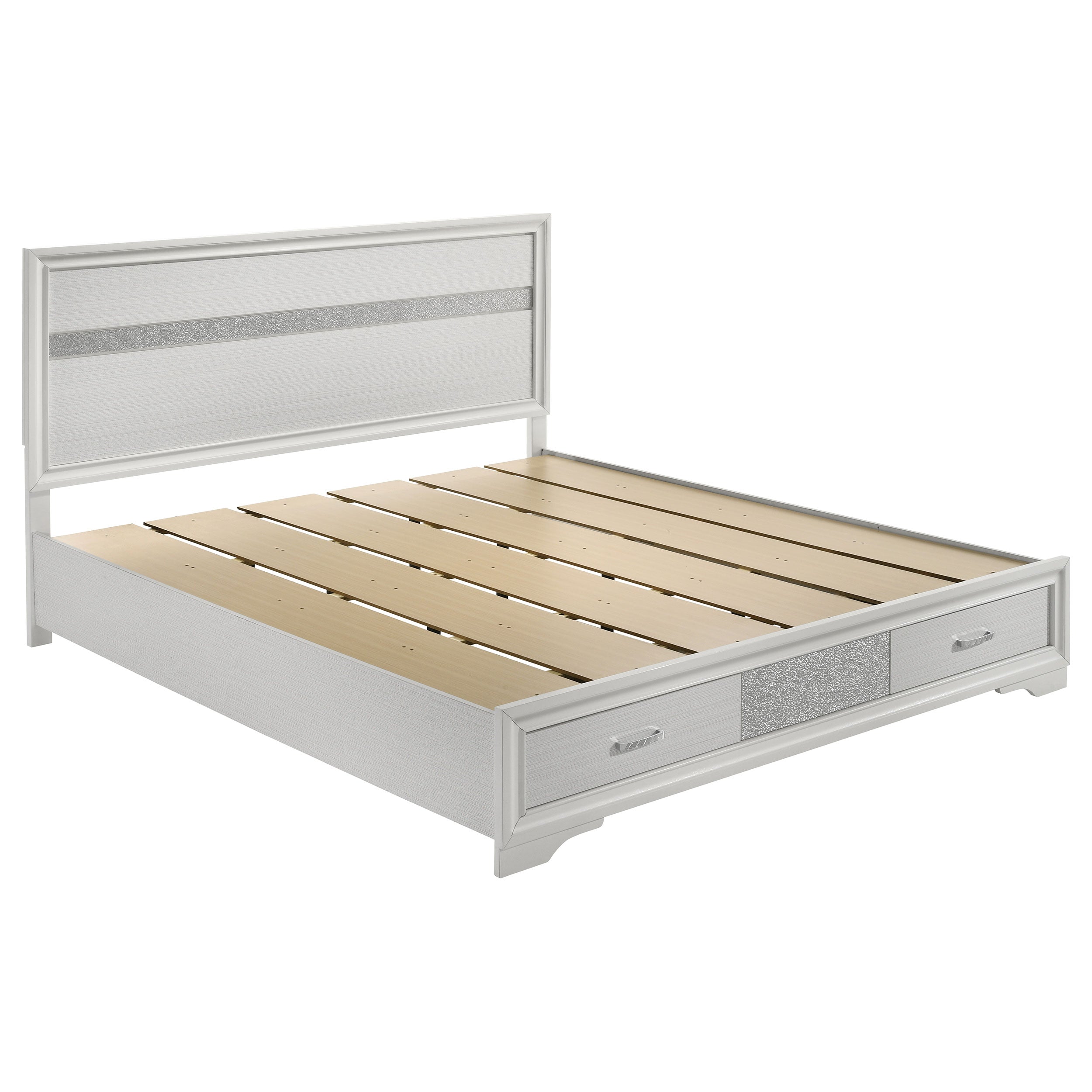 Miranda 51-inch Wood California King Storage Panel Bed White — view 1