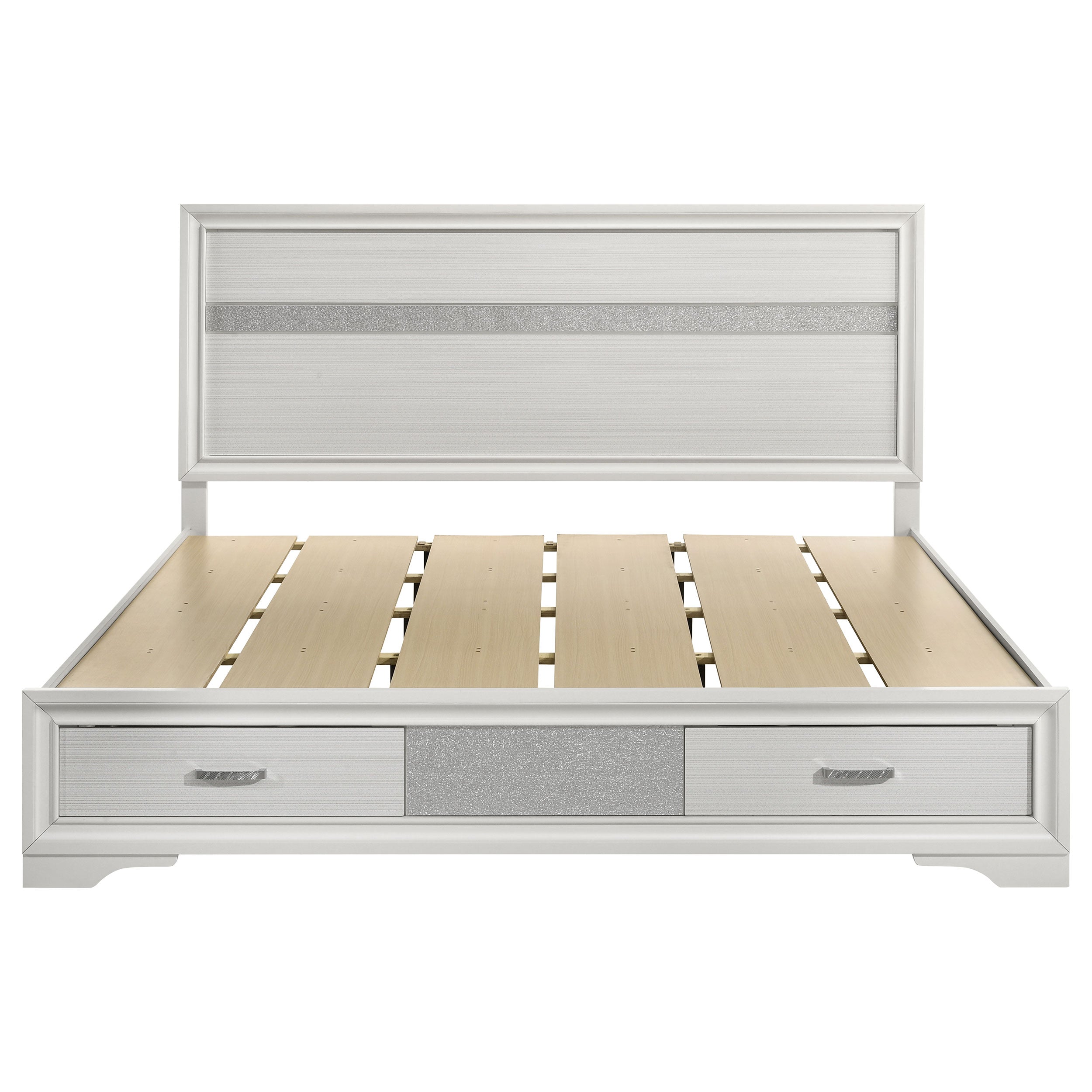 Miranda 51-inch Wood California King Storage Panel Bed White — view 4