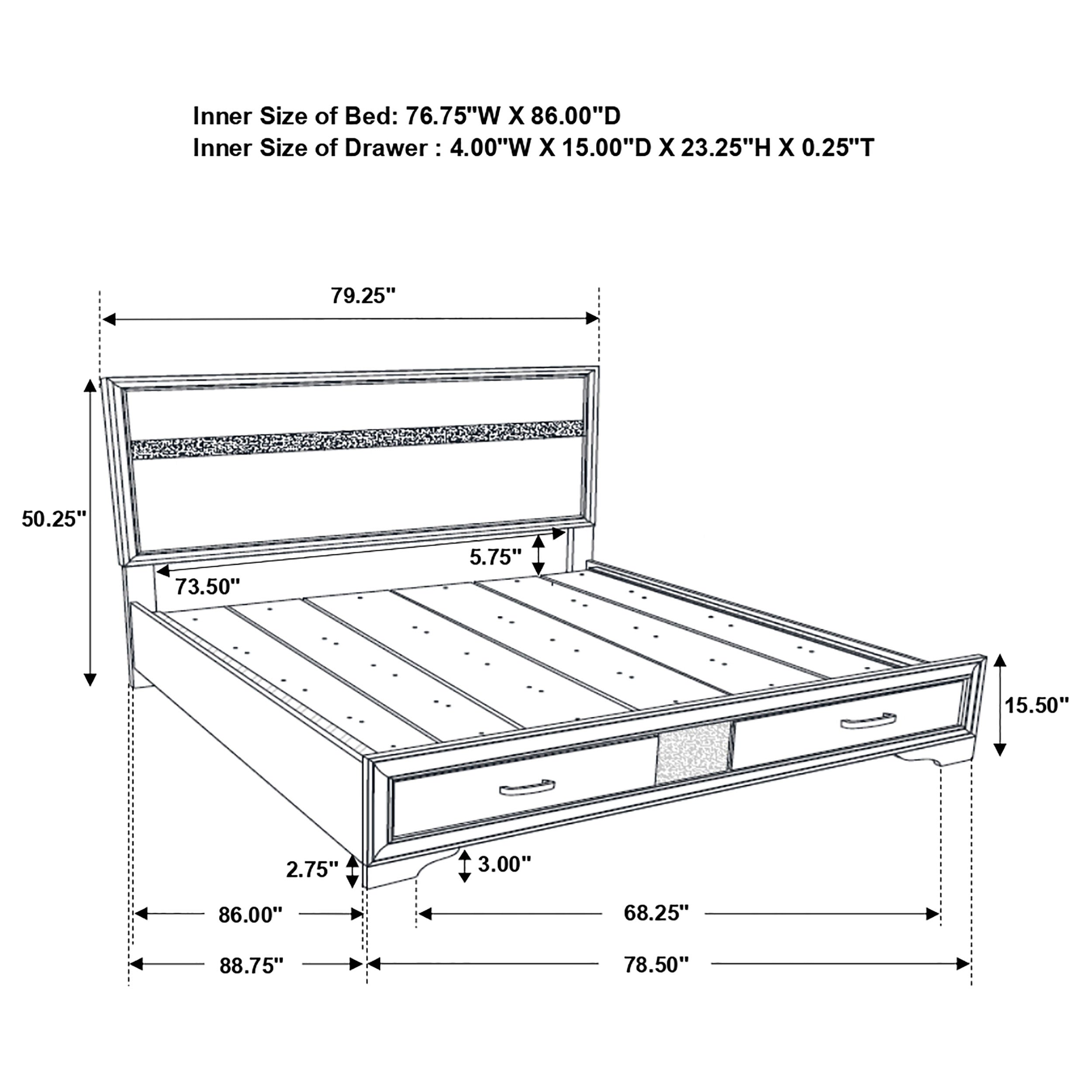 Miranda 51-inch Wood California King Storage Panel Bed White — view 8