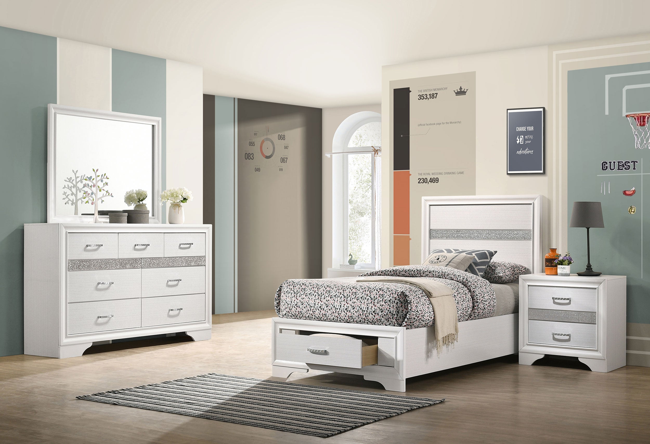 Miranda 4-piece Twin Bedroom Set White — view 1