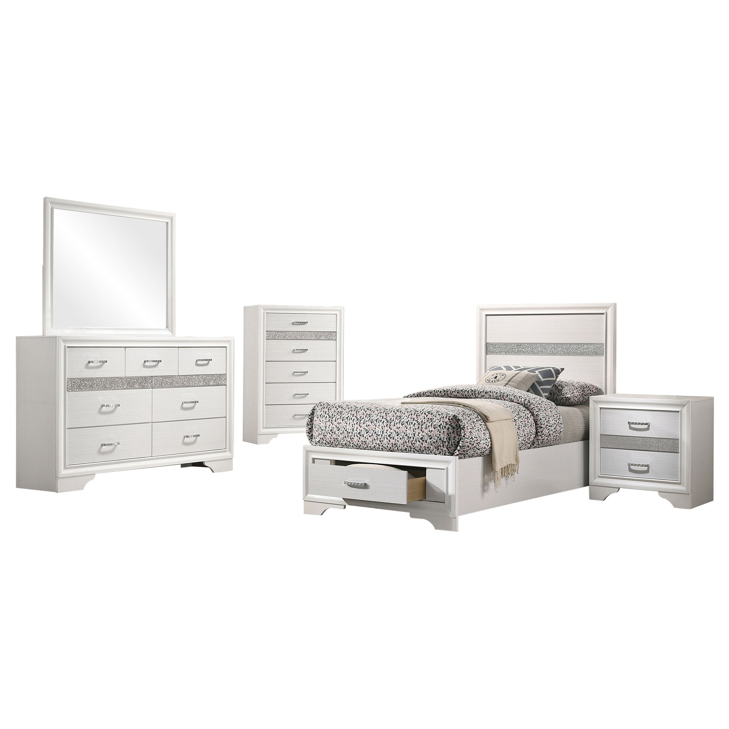 Miranda 5-piece Twin Bedroom Set White — view 2