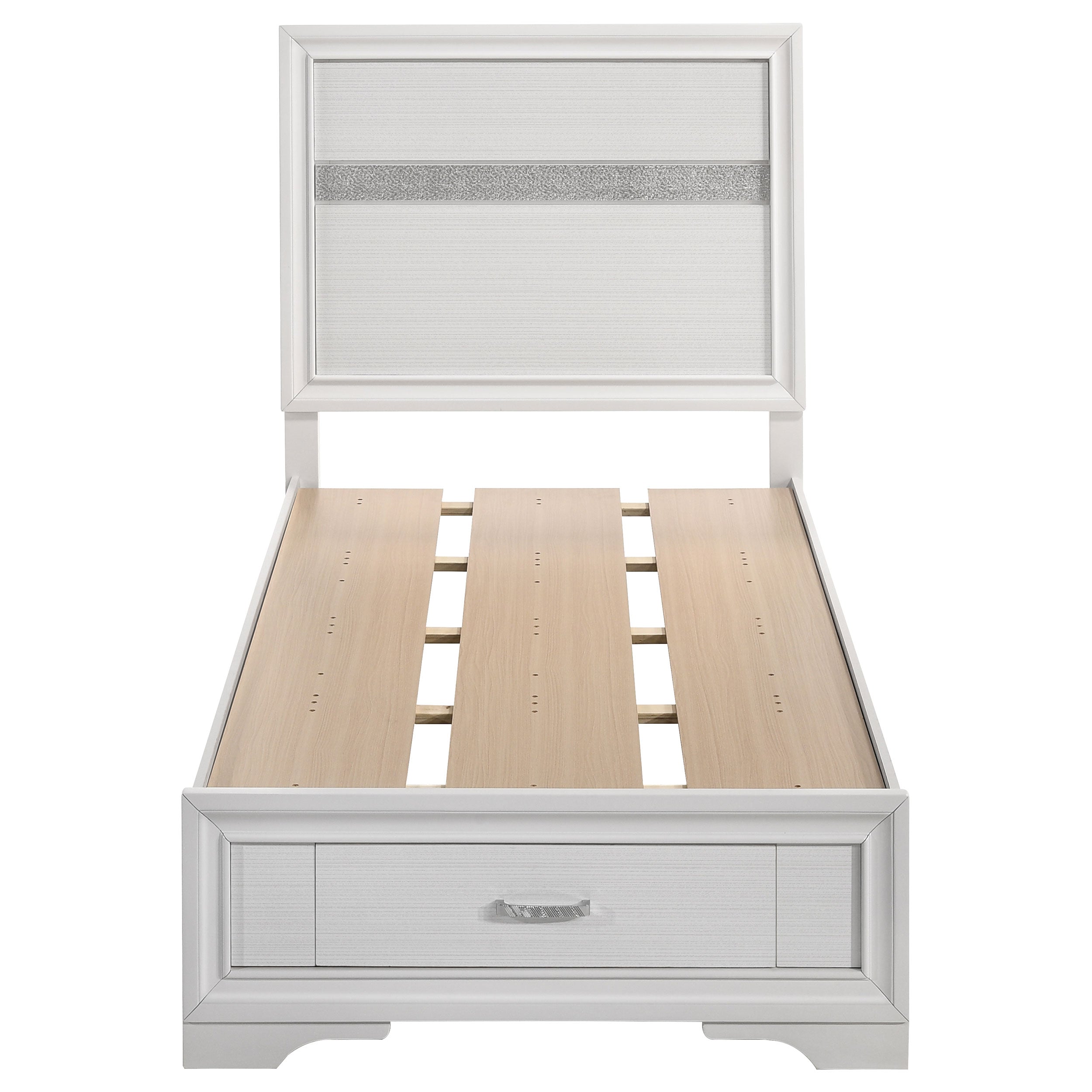 Miranda 51-inch Wood Twin Storage Panel Bed White — view 4