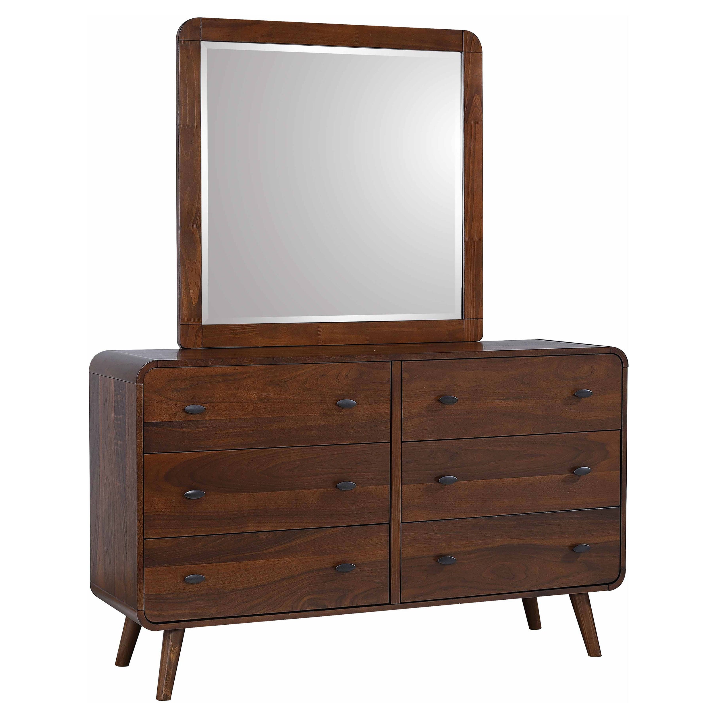 Robyn 6-drawer Dresser with Mirror Dark Walnut — view 1