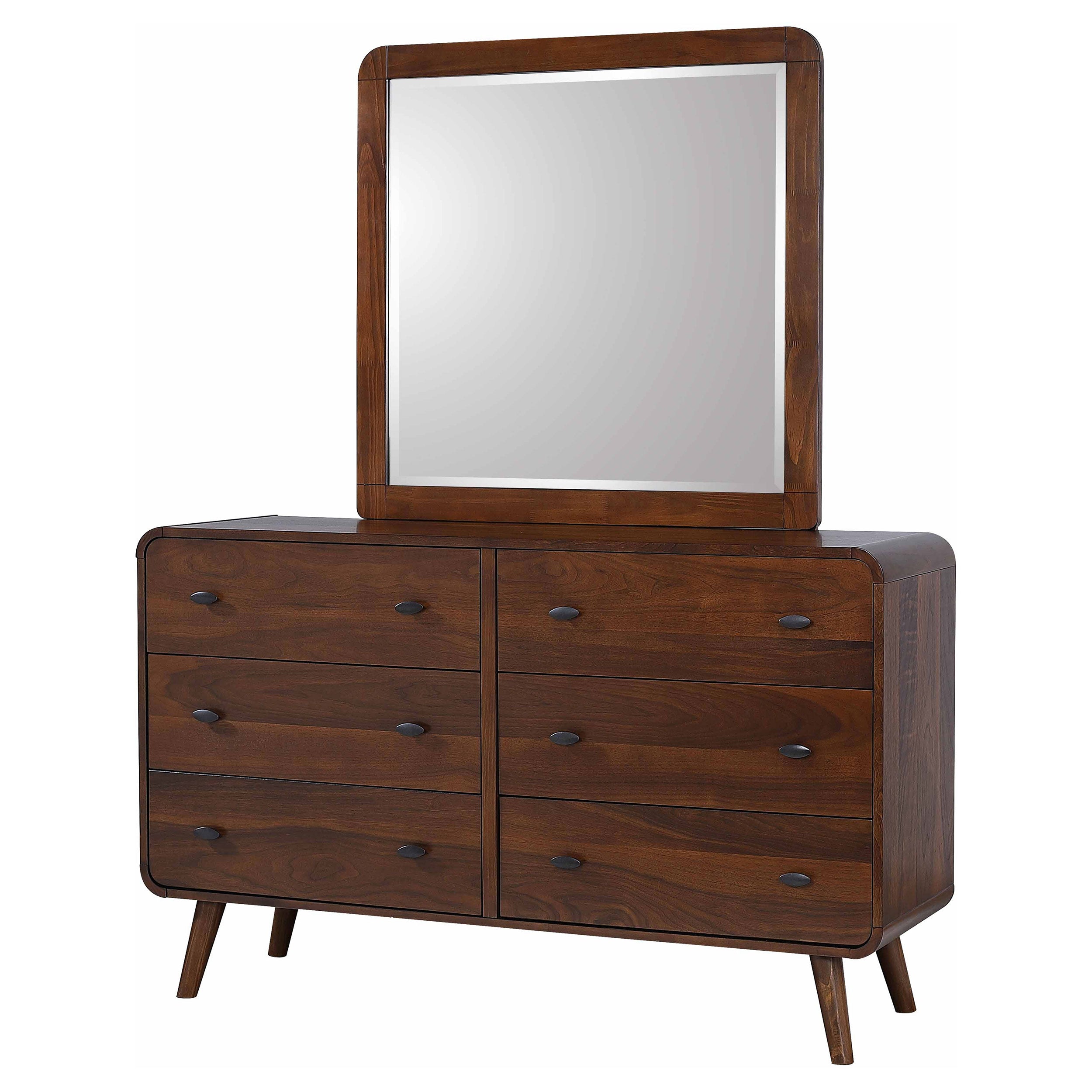 Robyn 6-drawer Dresser with Mirror Dark Walnut — view 4
