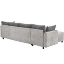 Sectional Sofa Bed With Pull Out Sleeper, USB Ports, Cup Holders
