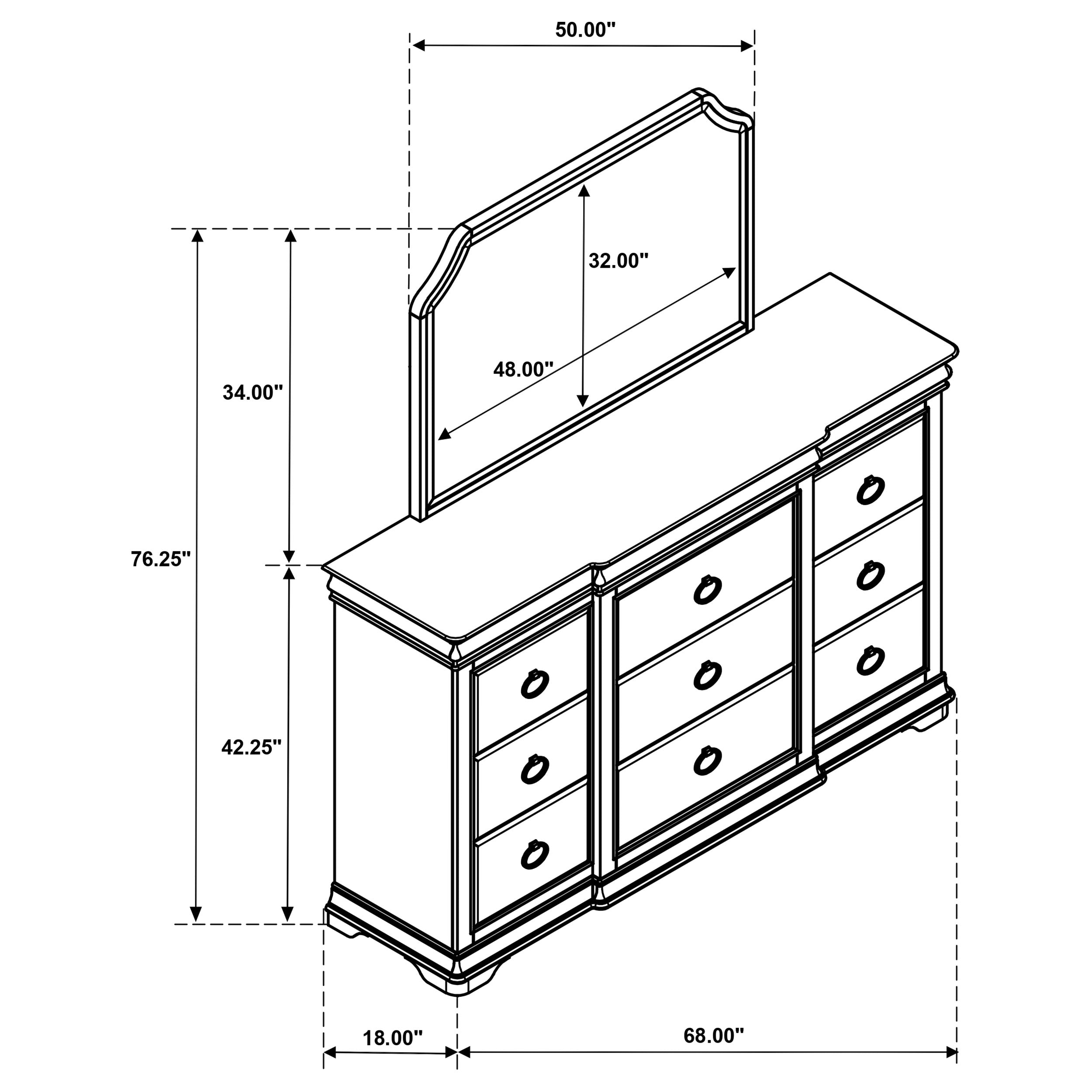 Garland 9-drawer Bedroom Dresser with Mirror Brown Cherry — view 15
