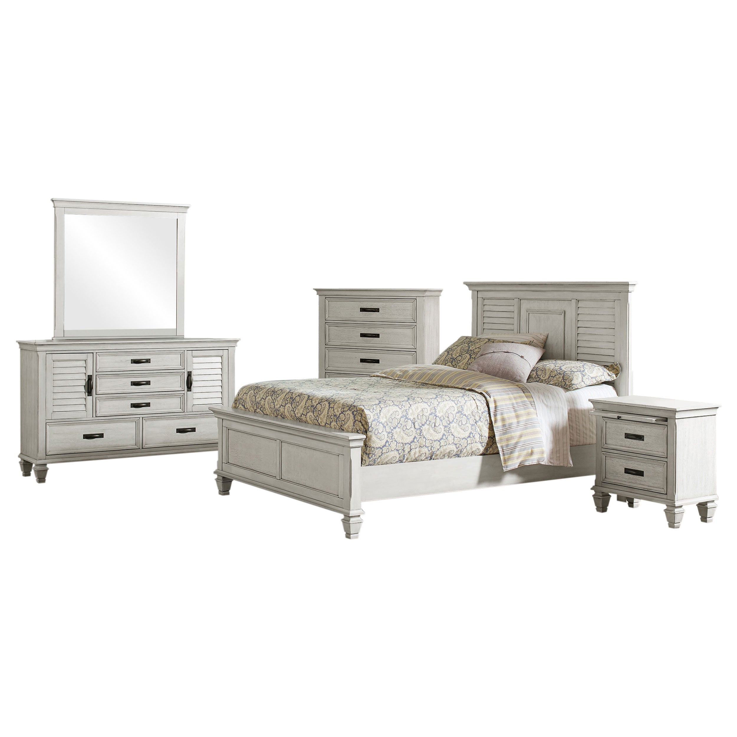Franco 5-piece Eastern King Bedroom Set Distressed White — view 2