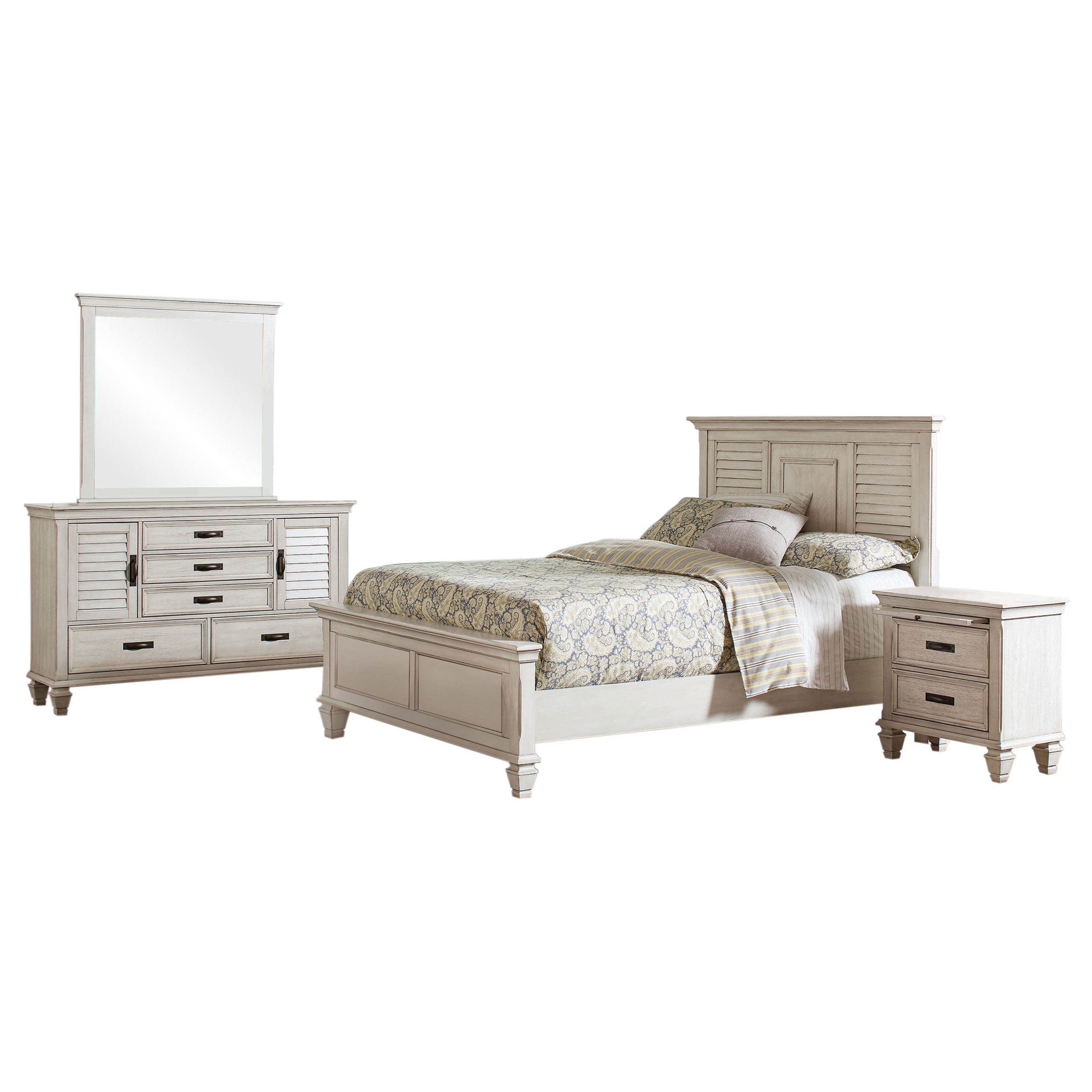 Franco 4-piece Queen Bedroom Set Distressed White — view 2