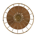 Hollow - Edge Retro Art Pine Side Table With Antique And Natural Color, Iron And Pine Construction - Antique Gold / Natural