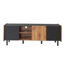 Mid Century TV Stand With 3 Cabinets, Media Console Table For Tvs Up To 70'', Entertainment Center With Storage For Living Room - Black / Brown