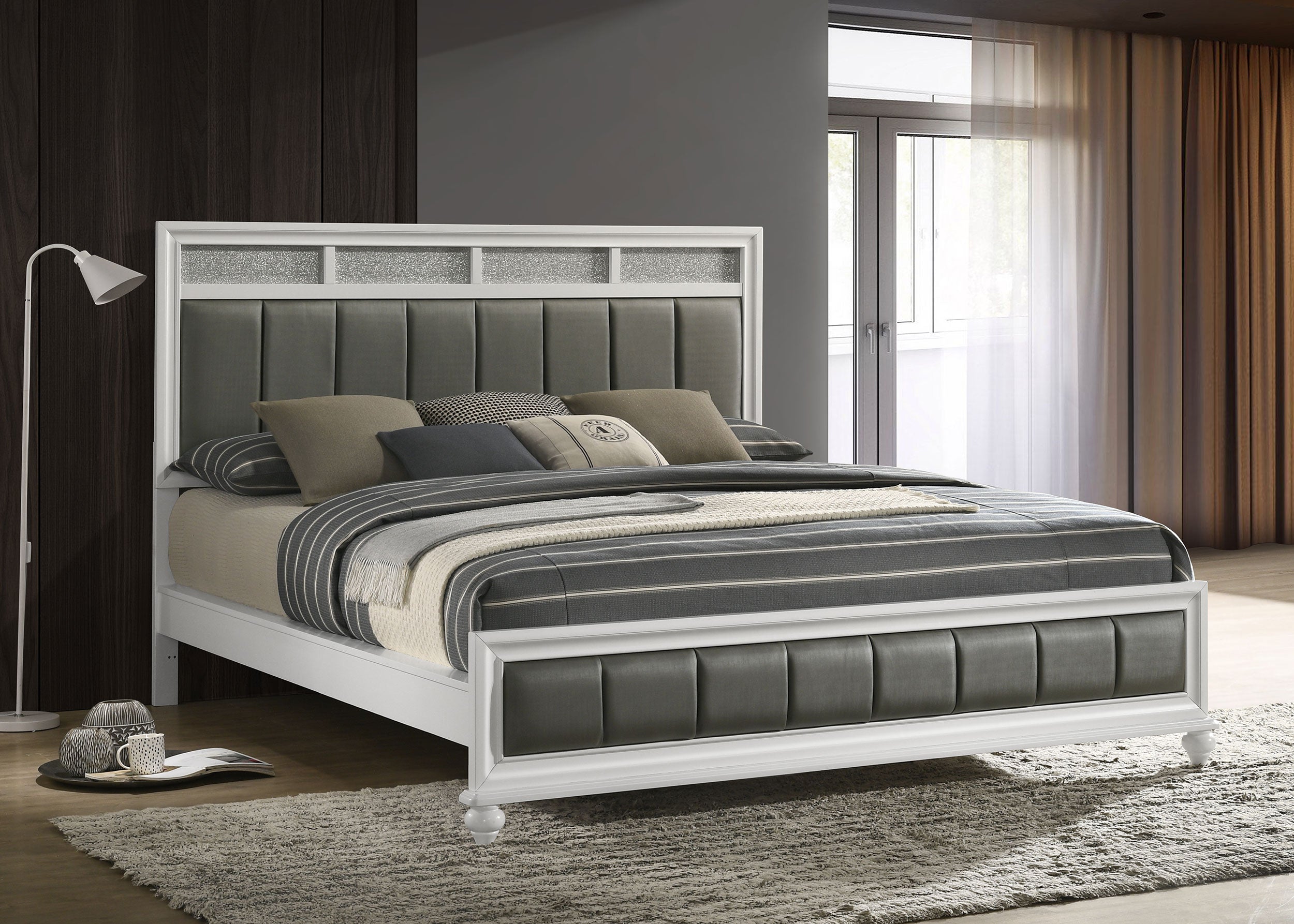 Barzini Wood California King Panel Bed White — view 2
