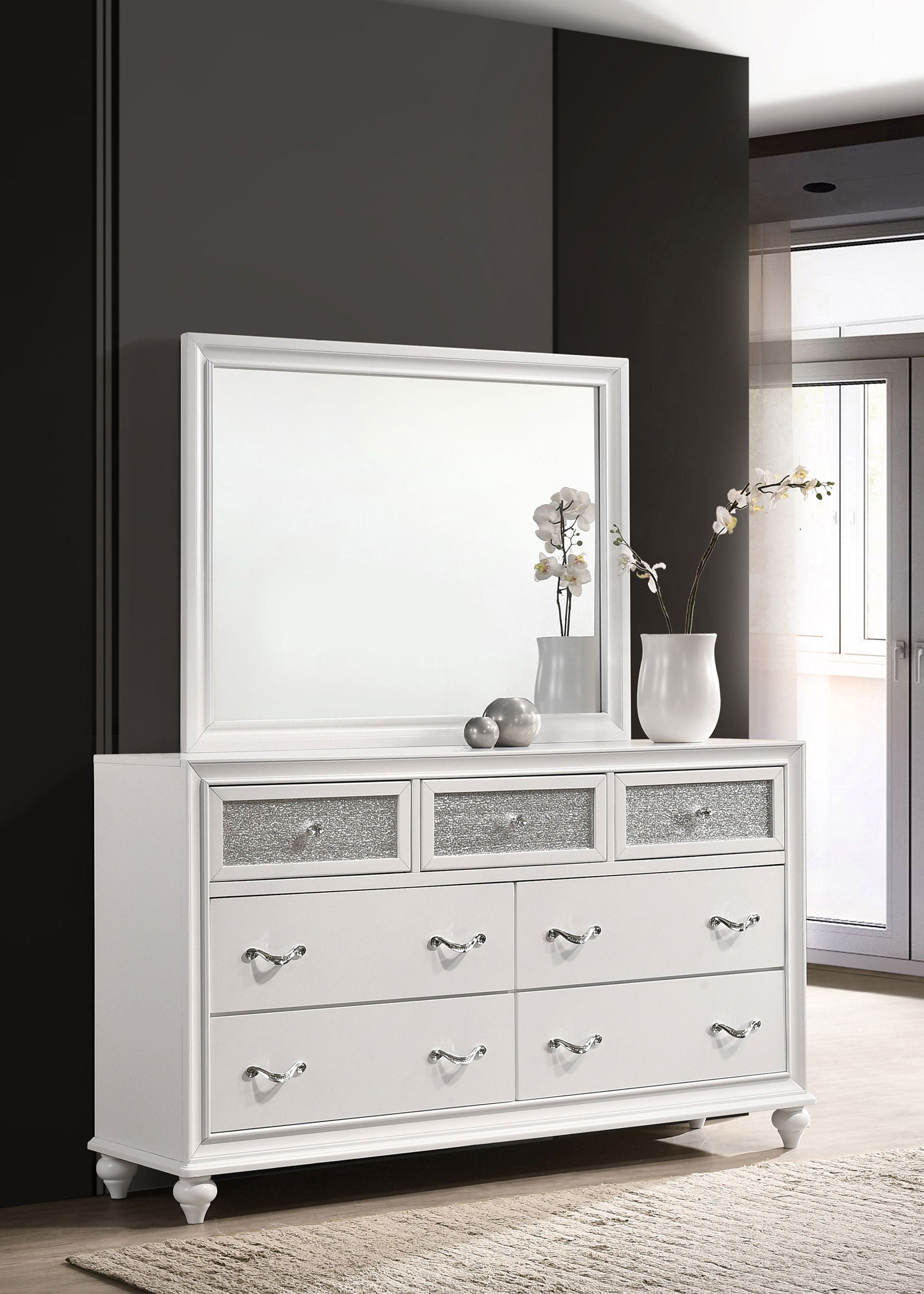Barzini 7-drawer Dresser with Mirror White — view 2