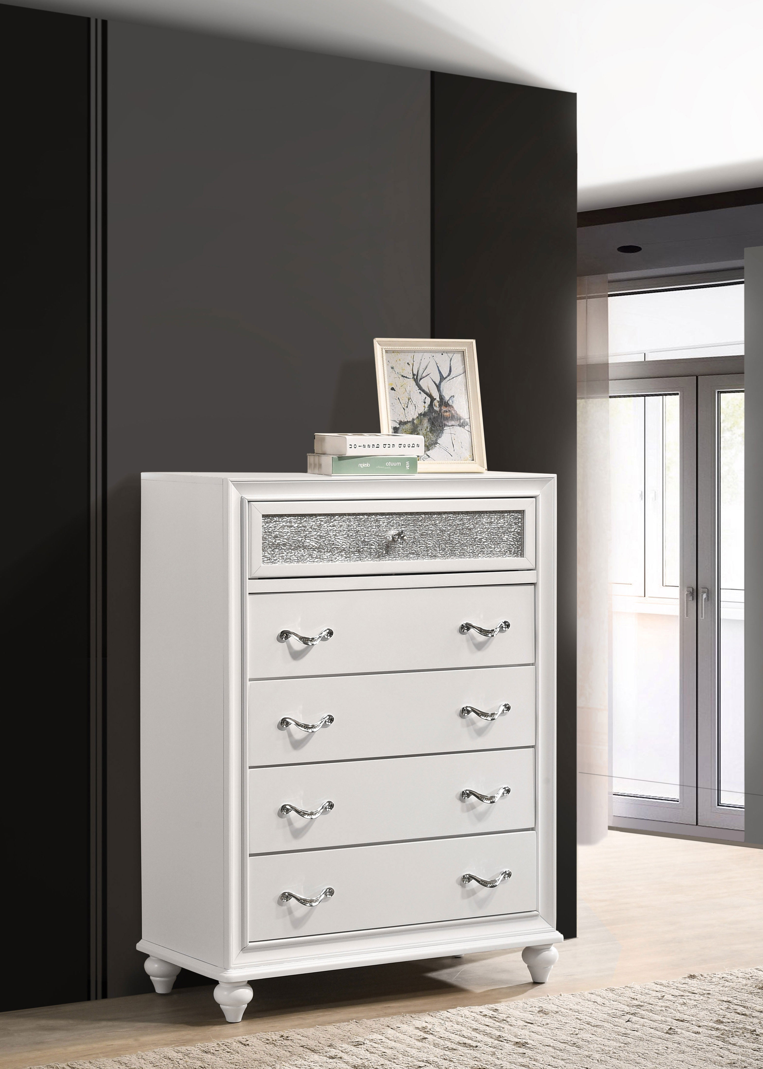 Barzini 5-drawer Bedroom Chest White — view 2