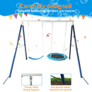 Kids Metal Swing Set For Backyard Outdoor Playground Two Functional Swing Set For Kids Outdoor Equipment - Antique Blue
