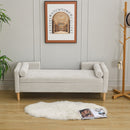 Wide Corduroy Storage Soft Bench With Armrests, Backrest And Two Bolster Pillows