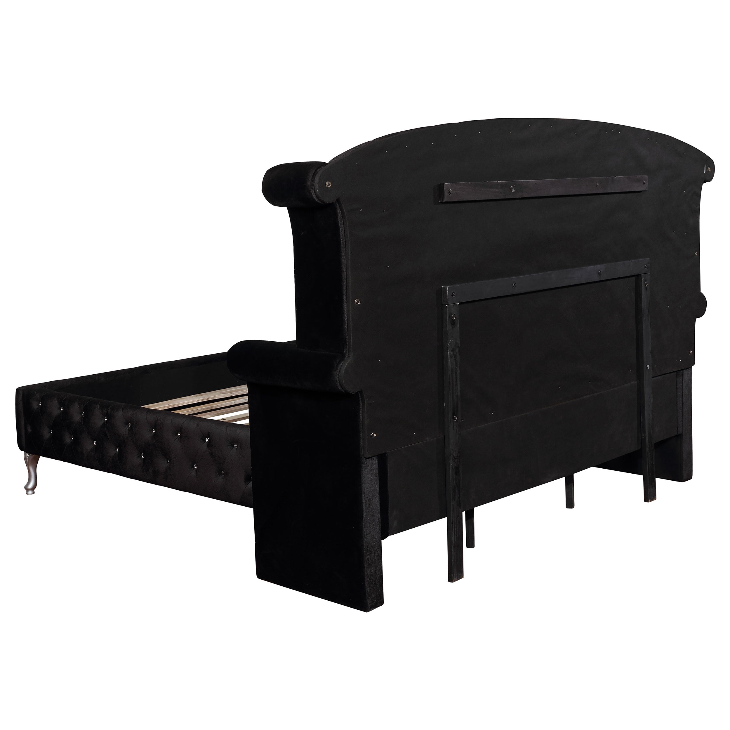 Deanna Upholstered Queen Wingback Bed Black — view 4