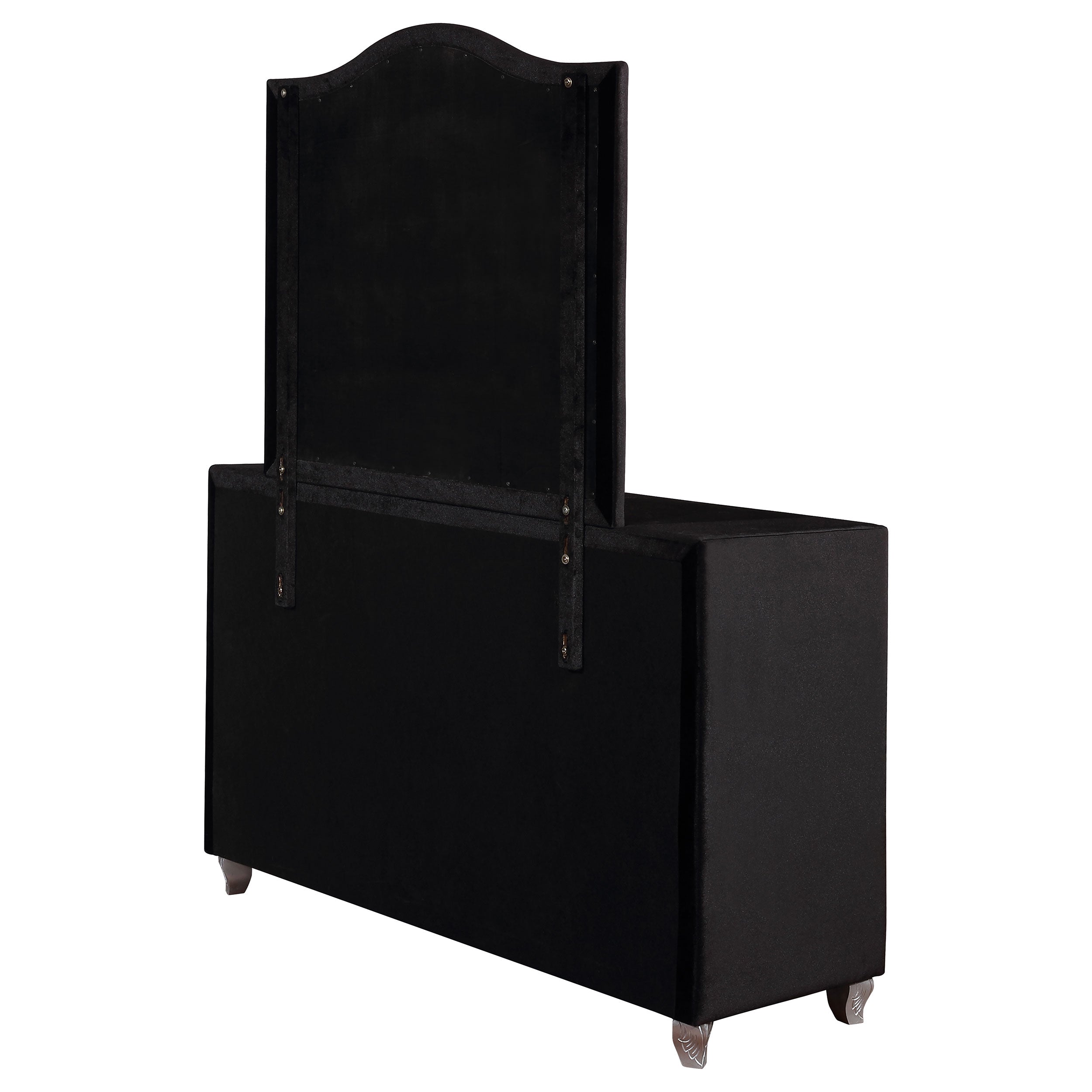 Deanna 7-drawer Upholstered Dresser with Mirror Black — view 8