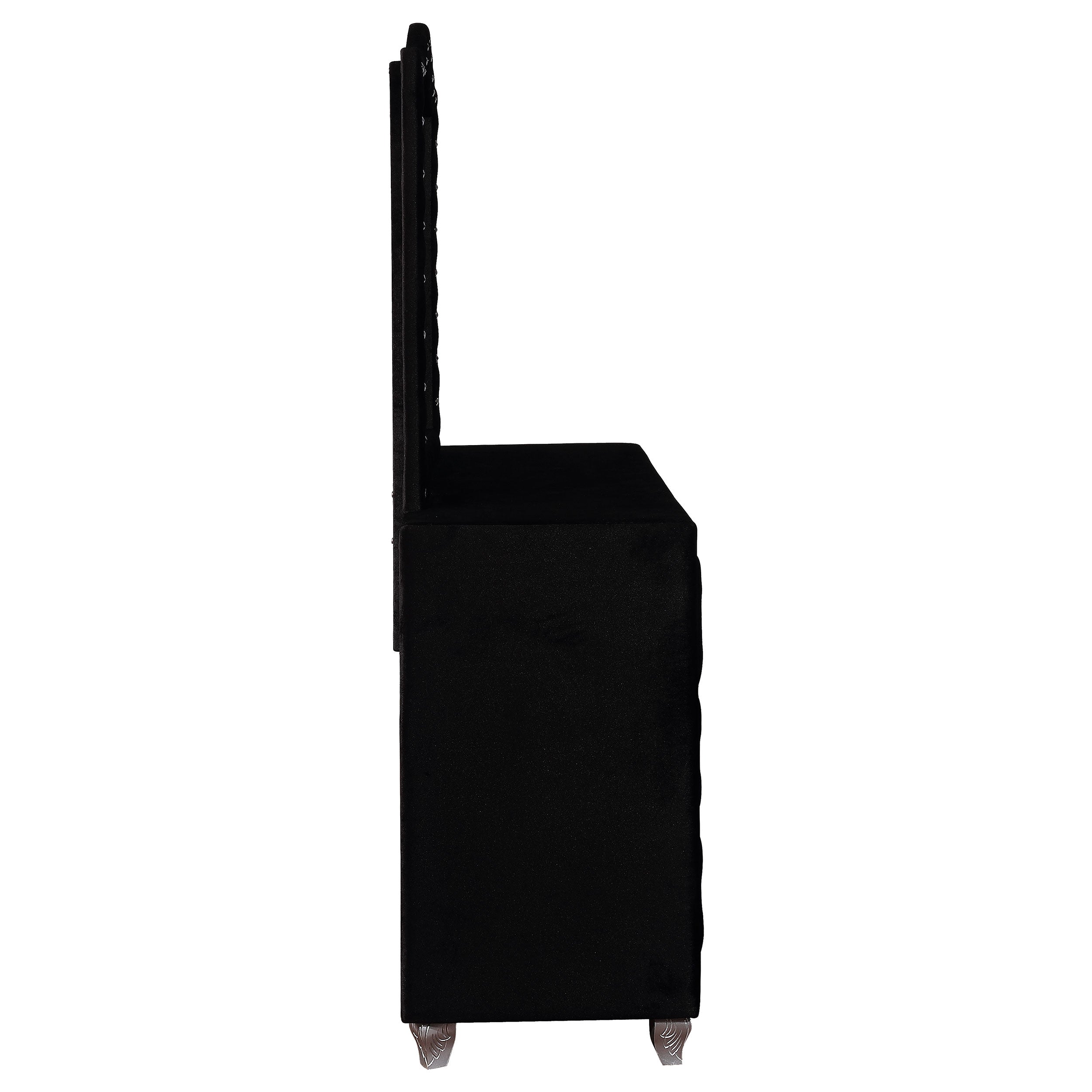 Deanna 7-drawer Upholstered Dresser with Mirror Black — view 9