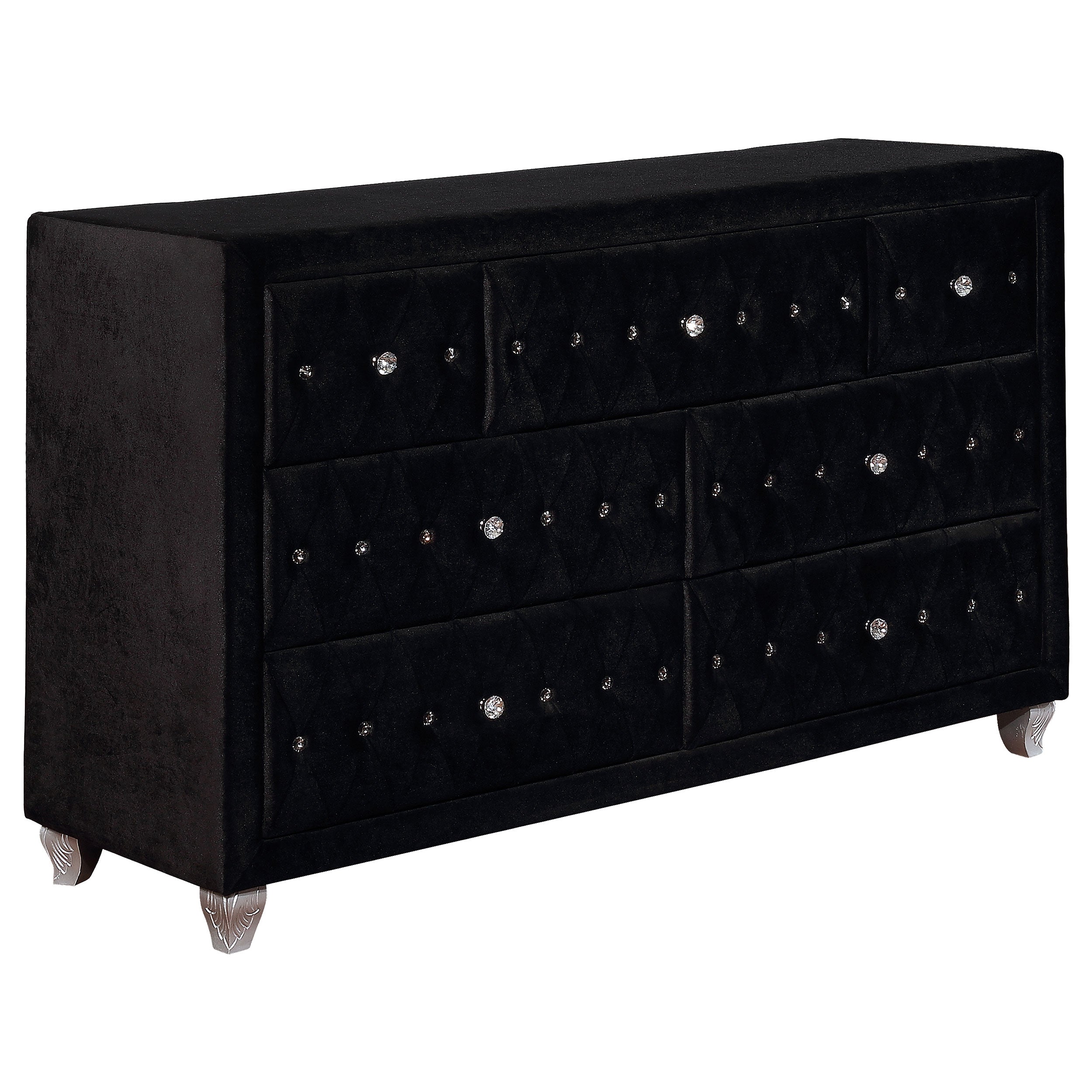 Deanna 7-drawer Upholstered Dresser Black — view 1