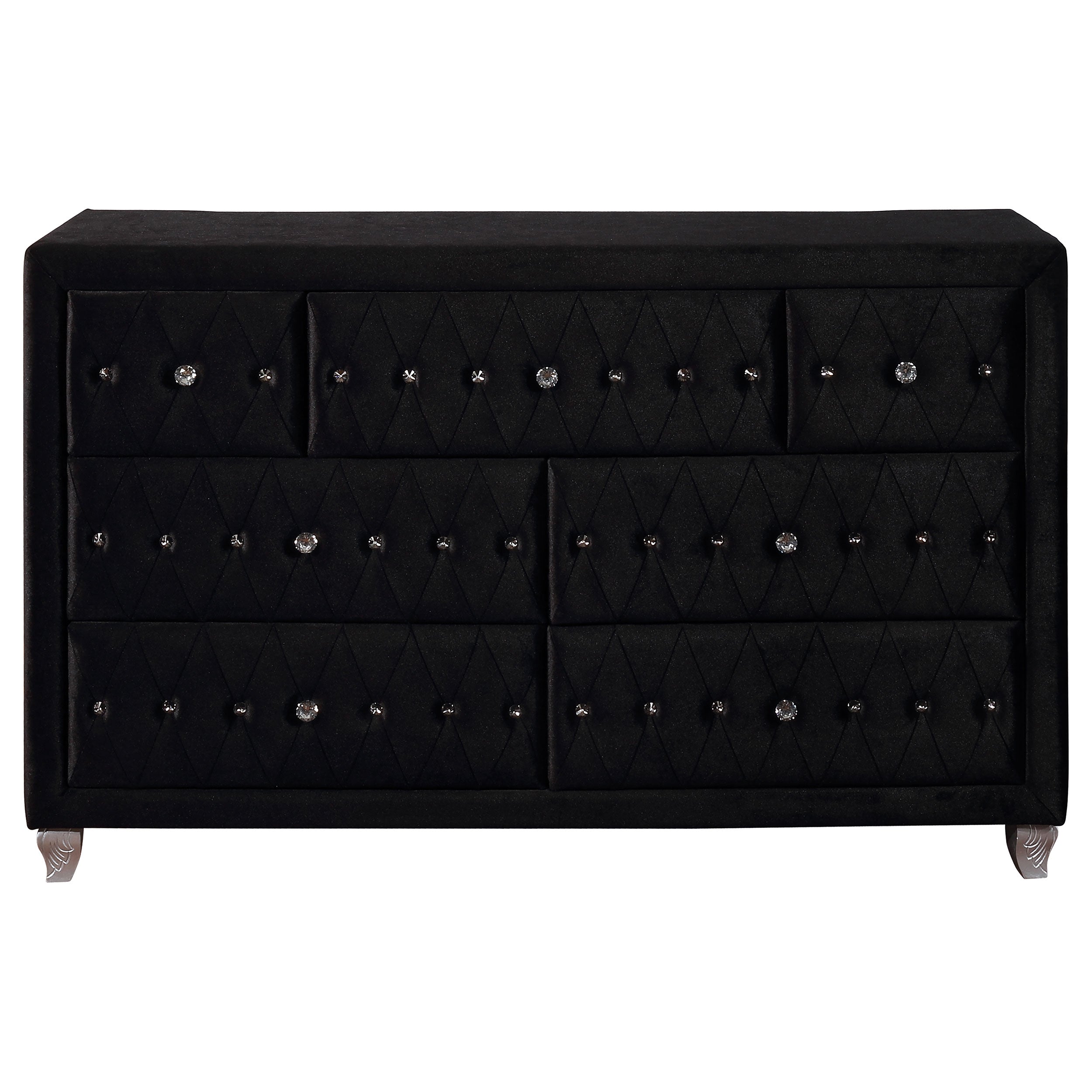 Deanna 7-drawer Upholstered Dresser Black — view 3