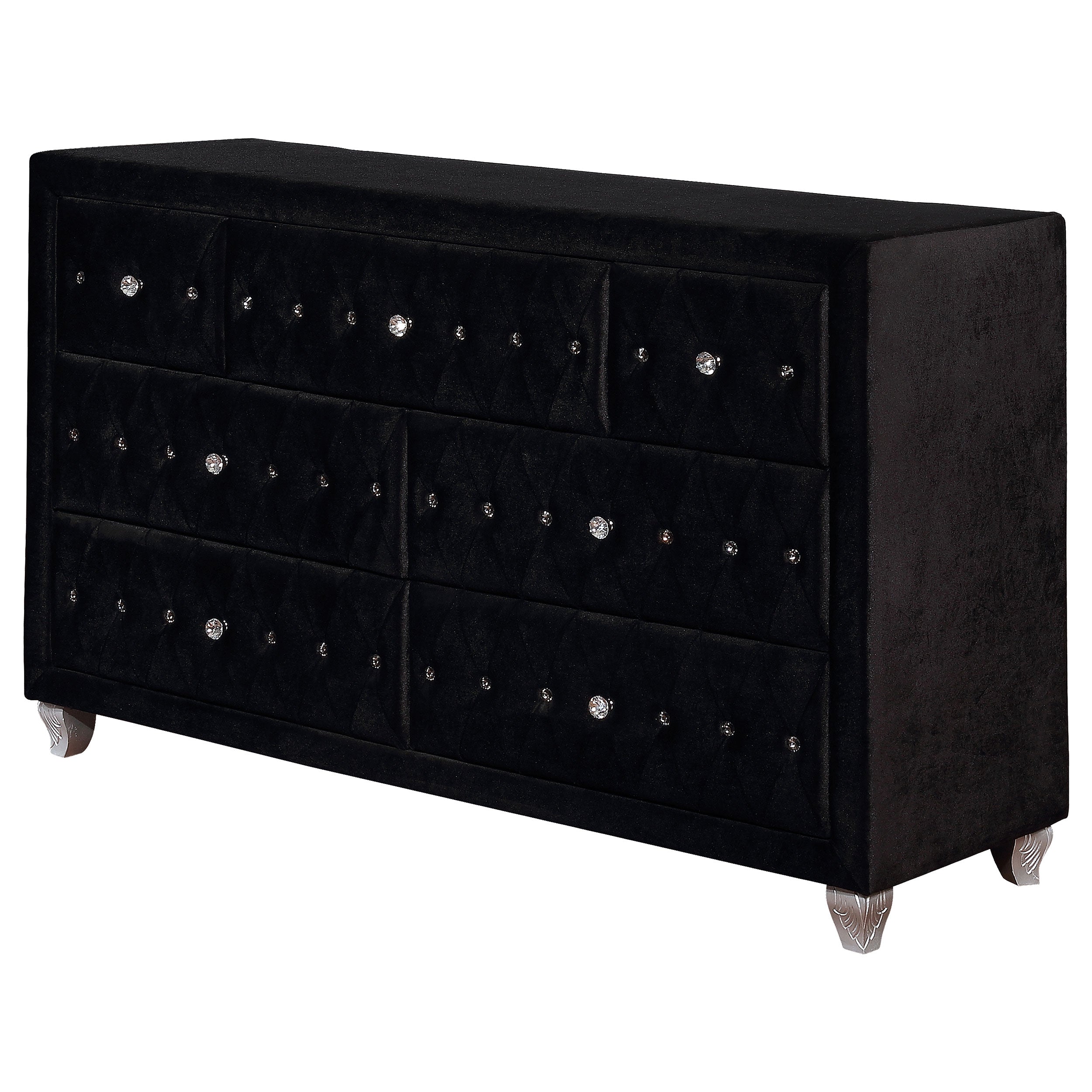 Deanna 7-drawer Upholstered Dresser Black — view 4