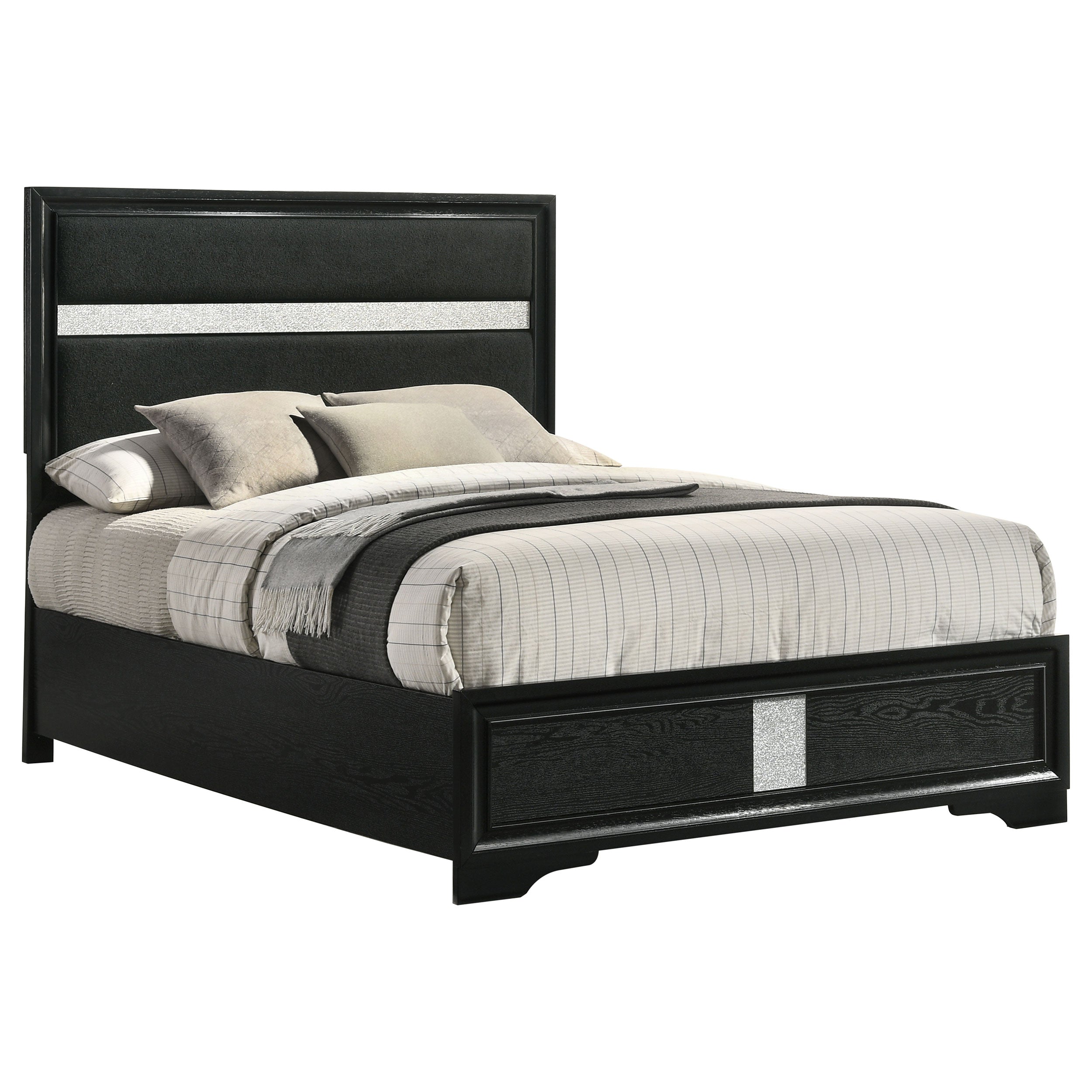Miranda 54-inch Upholstered Full Panel Bed Black — view 3