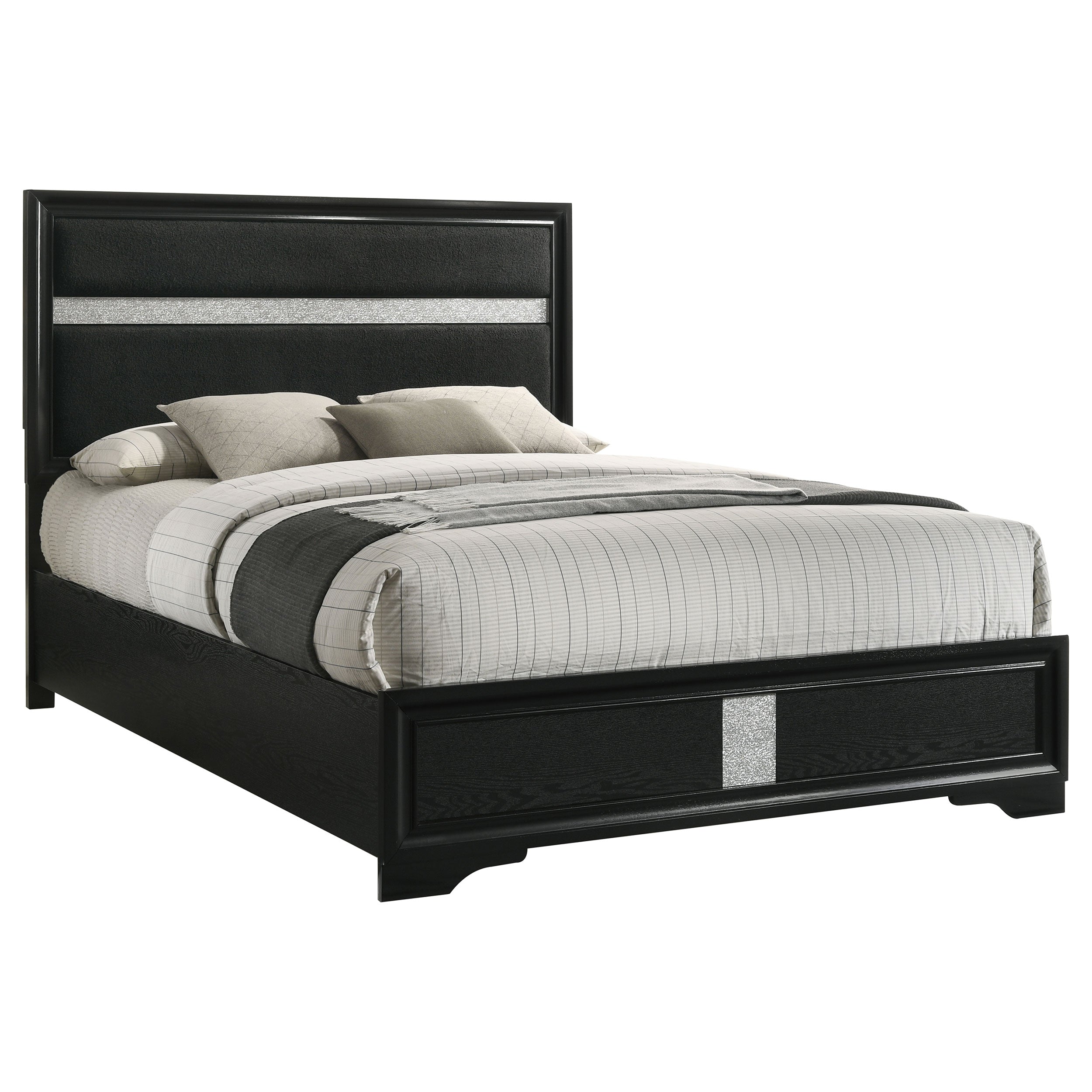 Miranda 54-inch Upholstered Eastern King Panel Bed Black — view 3