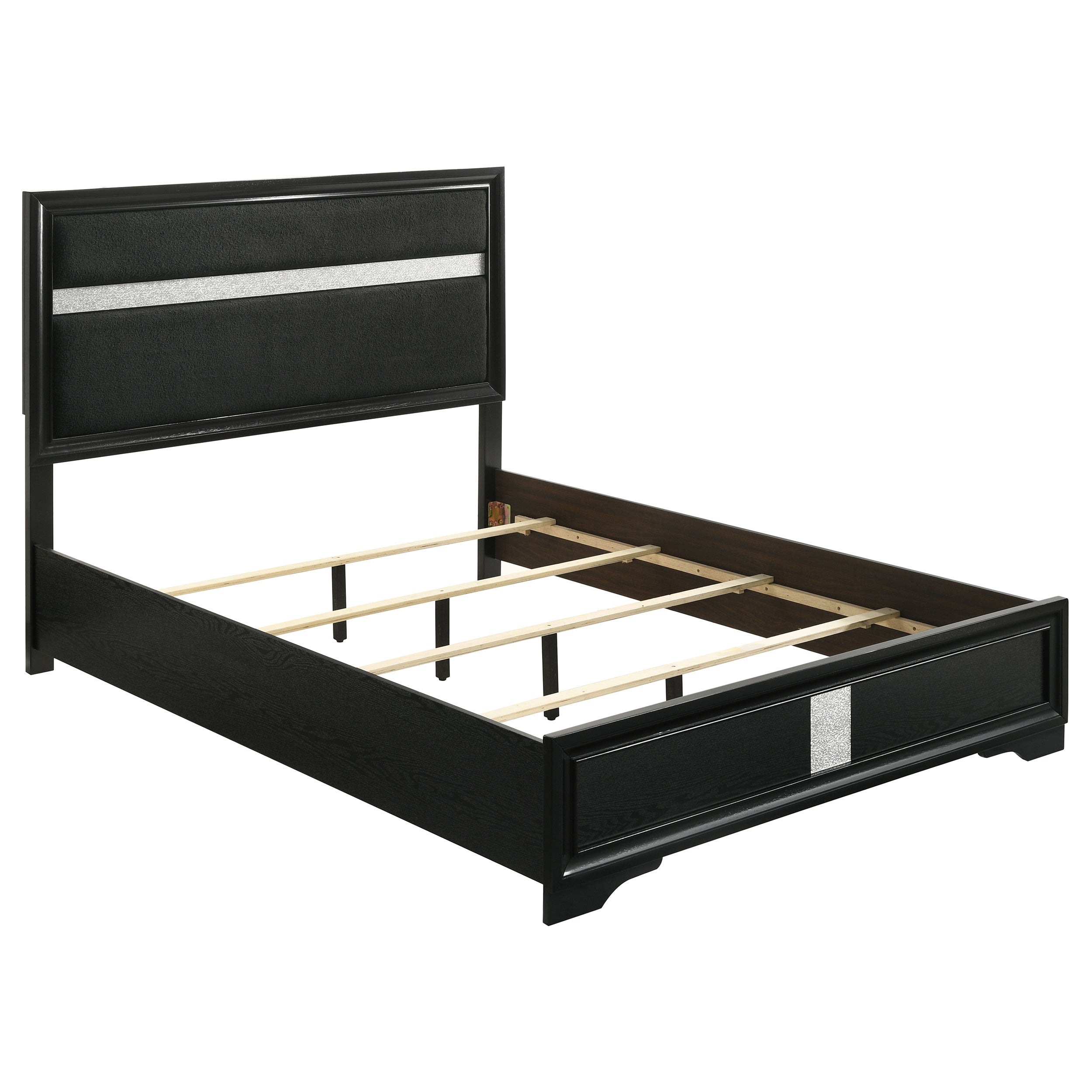 Miranda 54-inch Upholstered California King Panel Bed Black — view 1
