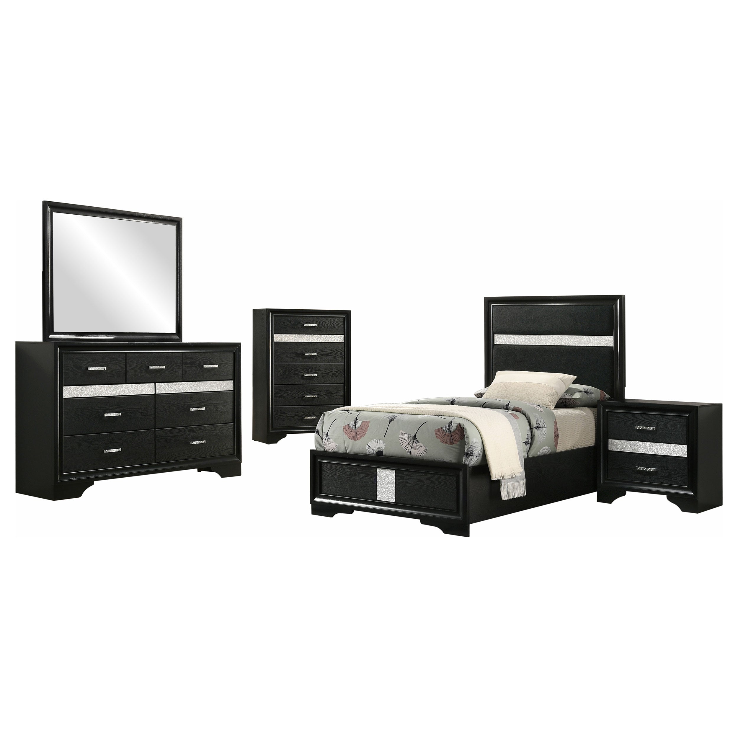 Miranda 5-piece Twin Bedroom Set Black — view 2