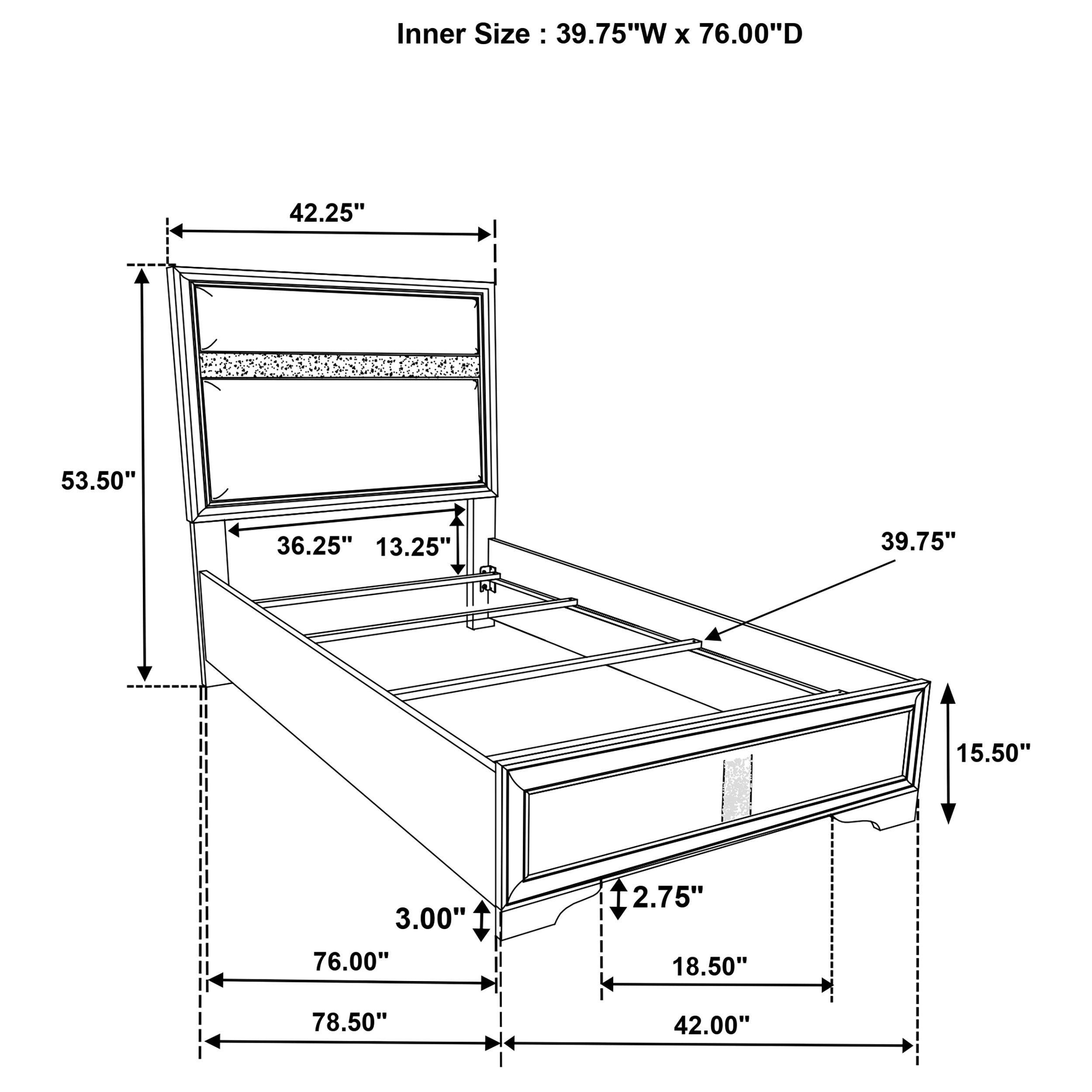 Miranda 54-inch Upholstered Twin Panel Bed Black — view 9