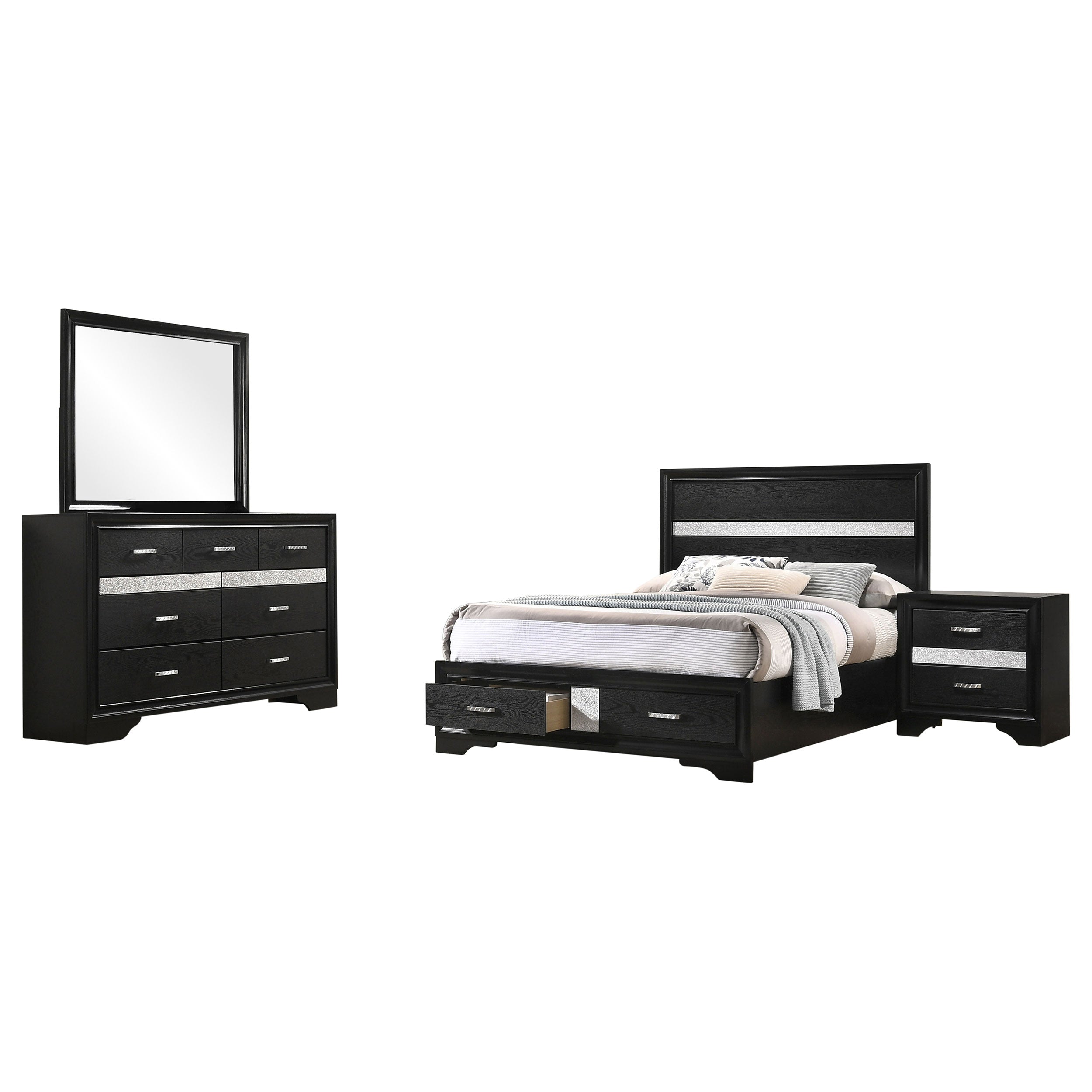 Miranda 4-piece Full Bedroom Set Black — view 2