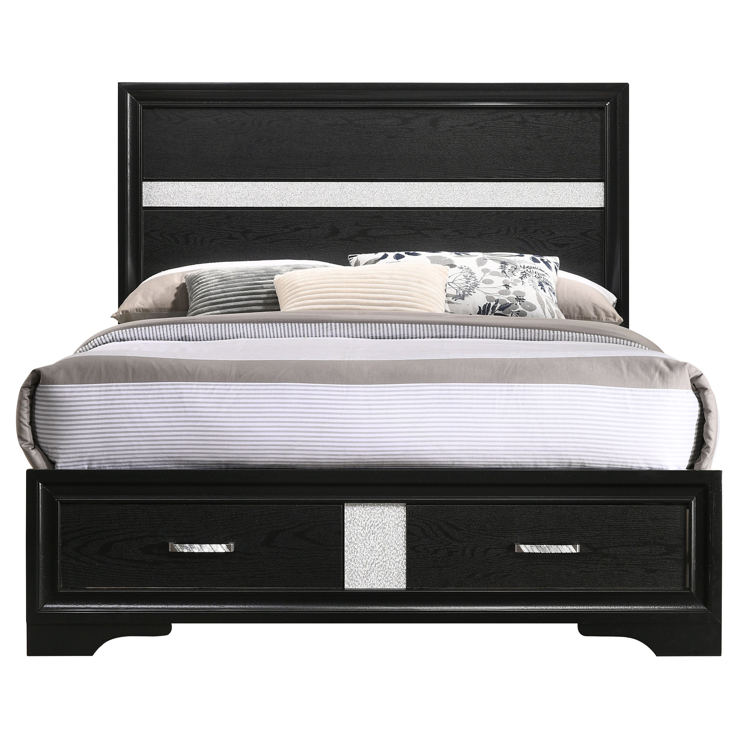 Miranda 51-inch Wood Full Storage Panel Bed Black — view 5