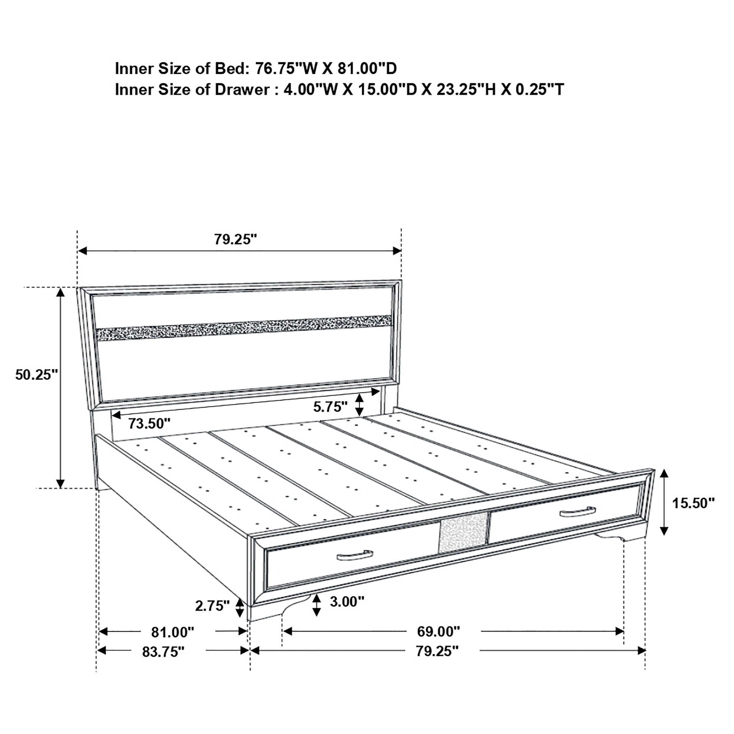Miranda 51-inch Wood Eastern King Storage Panel Bed Black — view 9