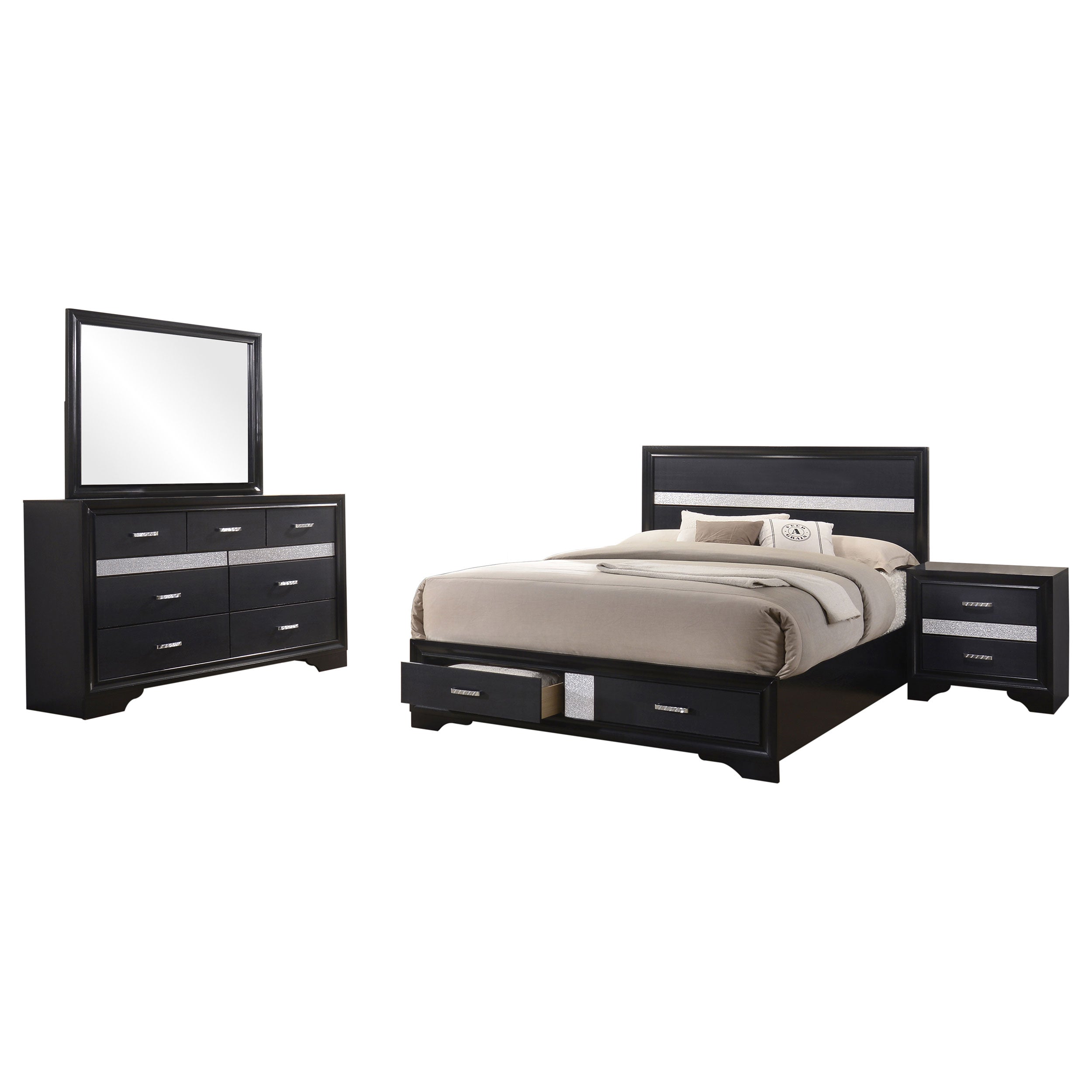 Miranda 4-piece California King Bedroom Set Black — view 2