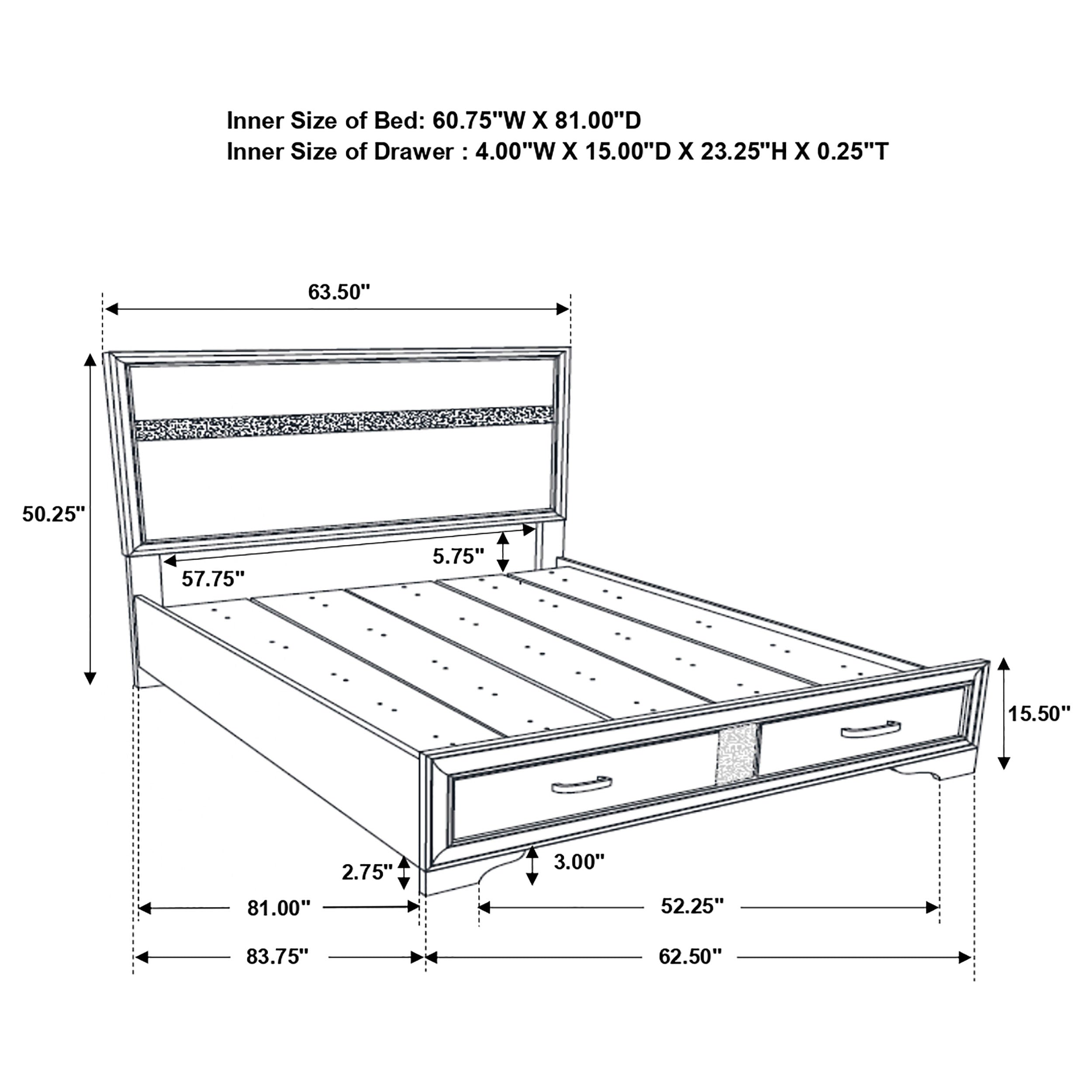 Miranda 51-inch Wood Queen Storage Panel Bed Black — view 9
