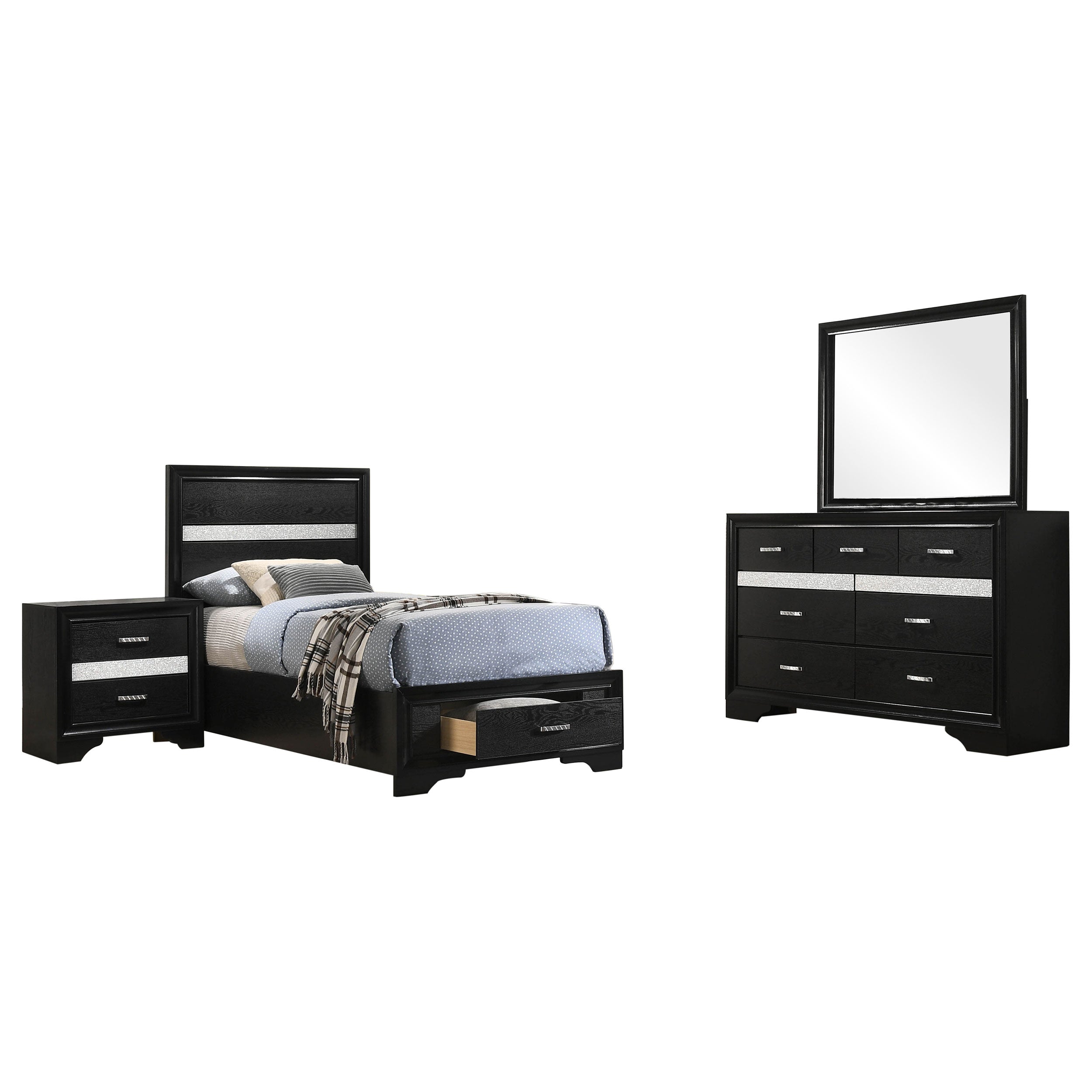 Miranda 4-piece Twin Bedroom Set Black — view 2