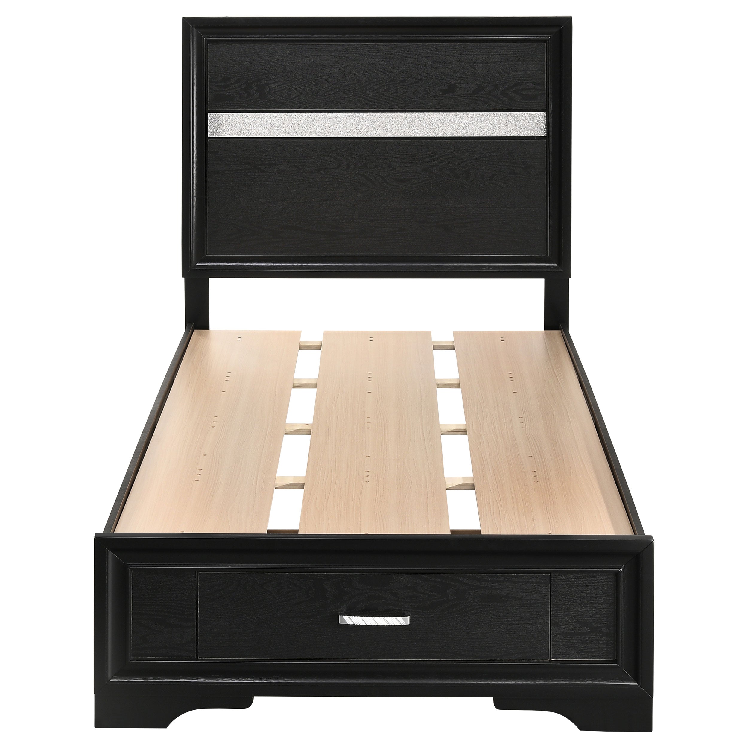 Miranda 51-inch Wood Twin Storage Panel Bed Black — view 4