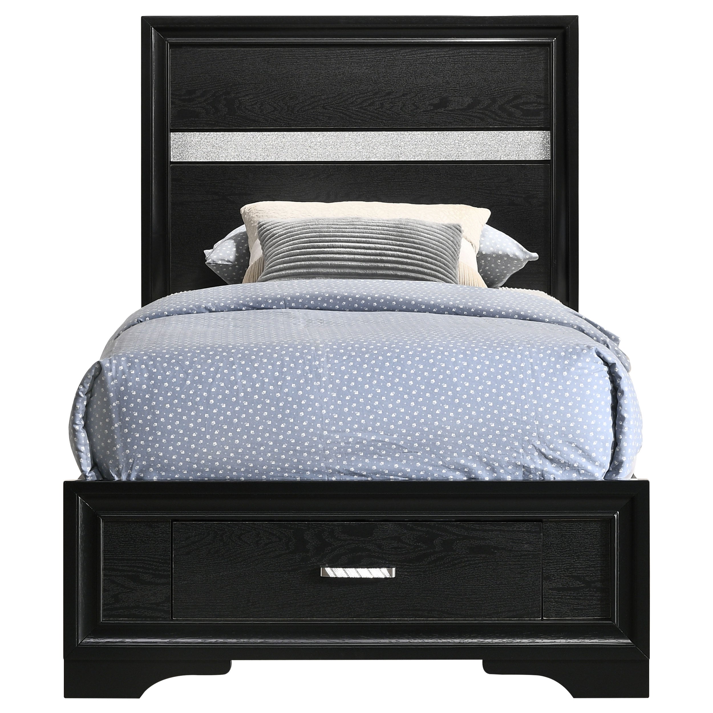 Miranda 51-inch Wood Twin Storage Panel Bed Black — view 5