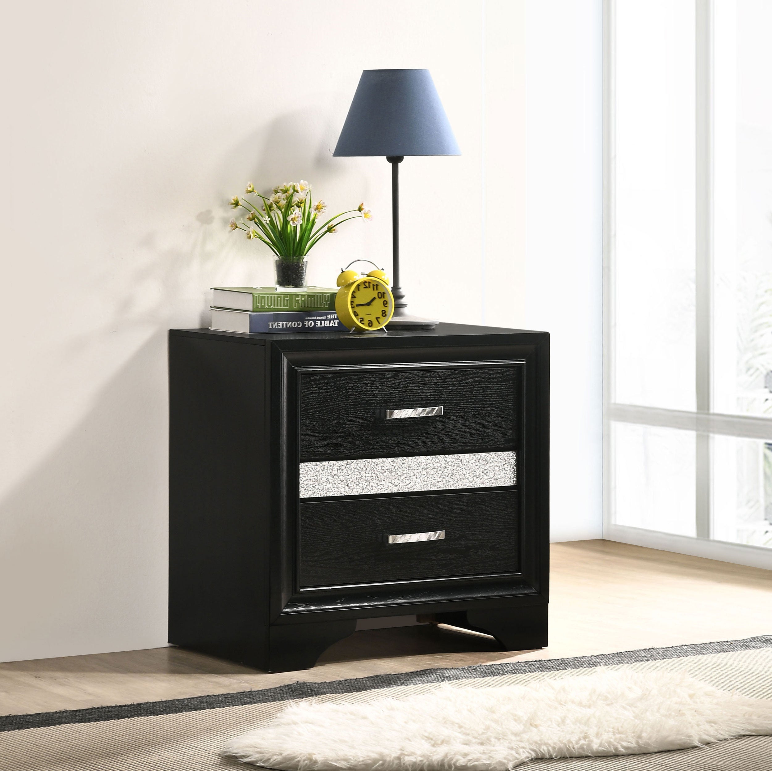 Miranda 3-drawer Nightstand Bedside Table Black — view 2