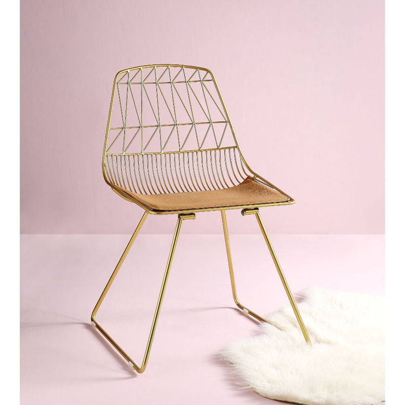Fantasia - Side Chair (Set of 2) - Whiskey Synthetic Leather & Gold