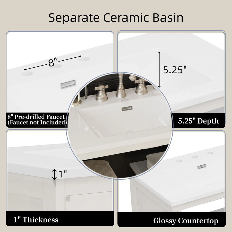 Vintage Farmhouse Bathroom Vanity With Ceramic Sink