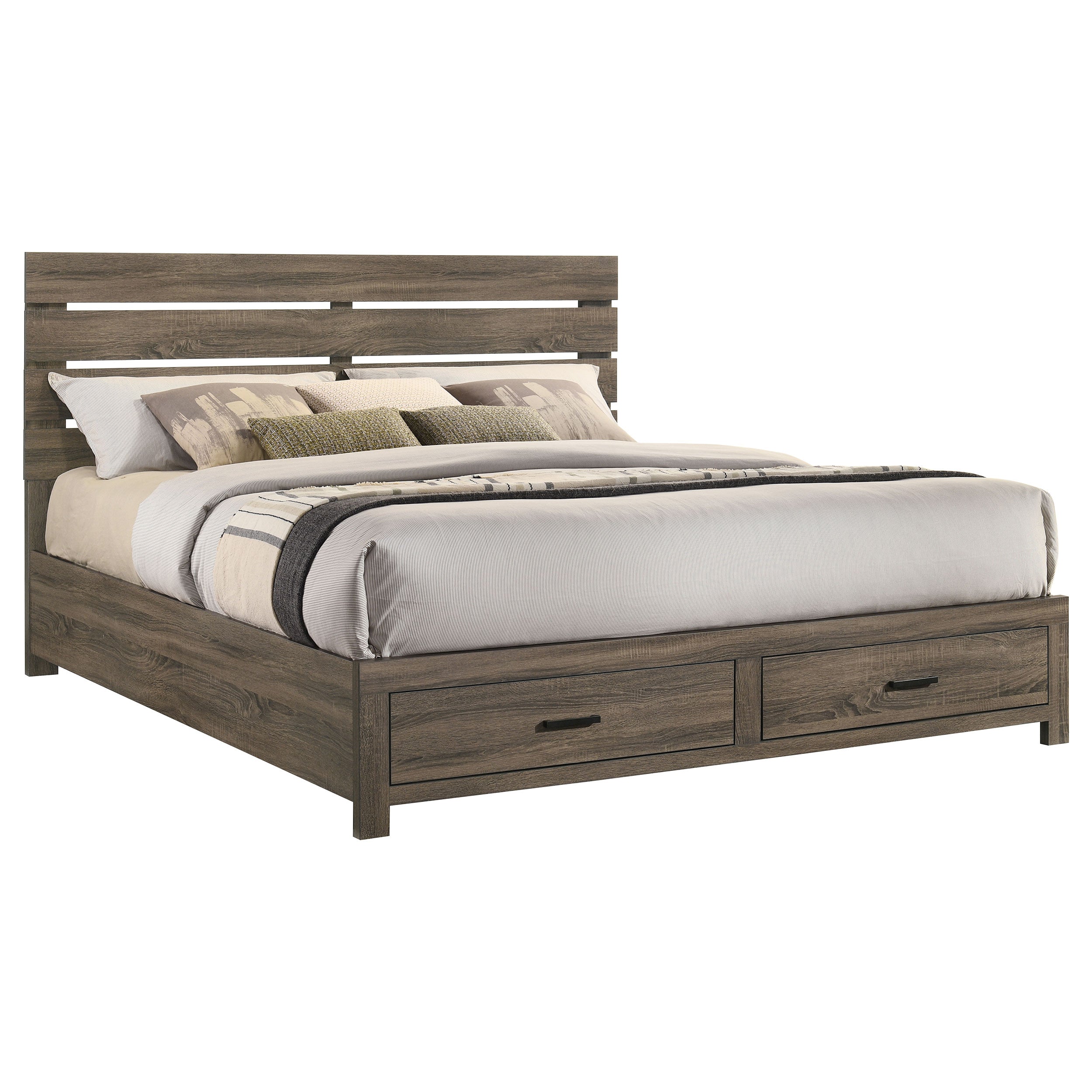 Brantford Wood Eastern King Storage Panel Bed Barrel Oak — view 4