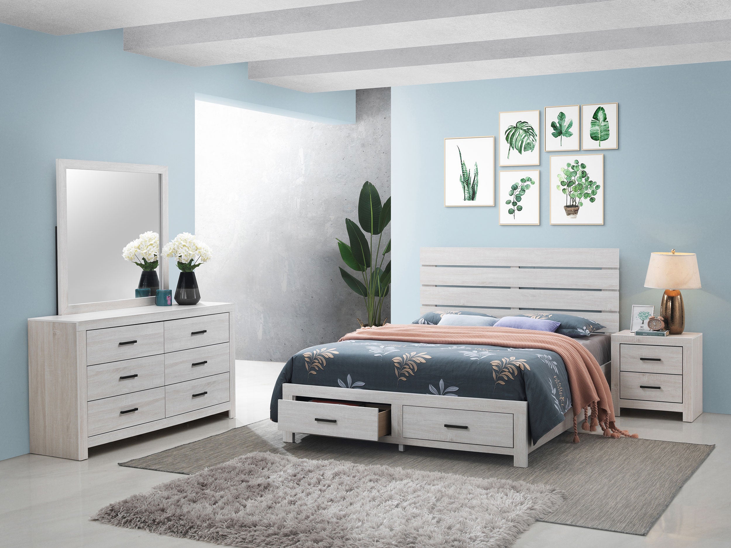 Brantford 4-piece Eastern King Bedroom Set Coastal White — view 1